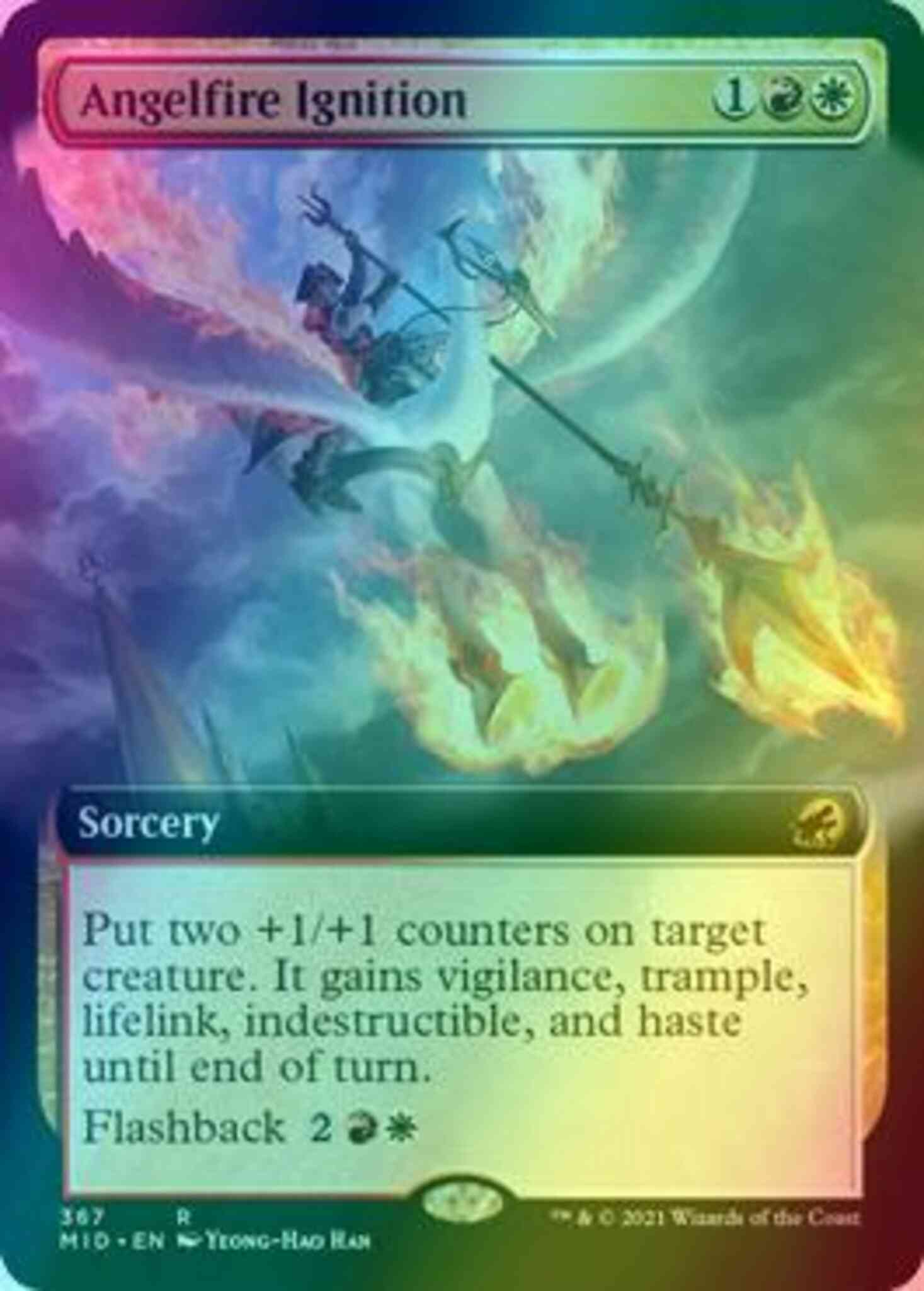 Angelfire ignition 367 – Magic Angelfire Ignition [367] [Extended Art] [Innistrad: Midnight Hunt] [Foil]