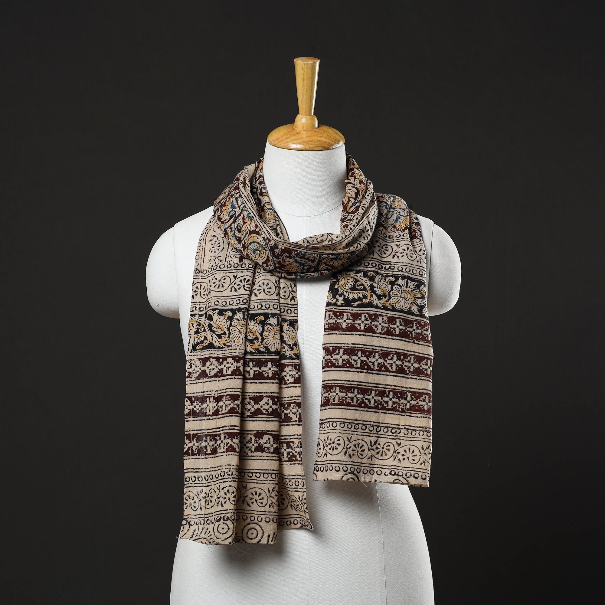 SOUTH KARGHA Brown - Block Printed Cotton Kalamkari Stole 31