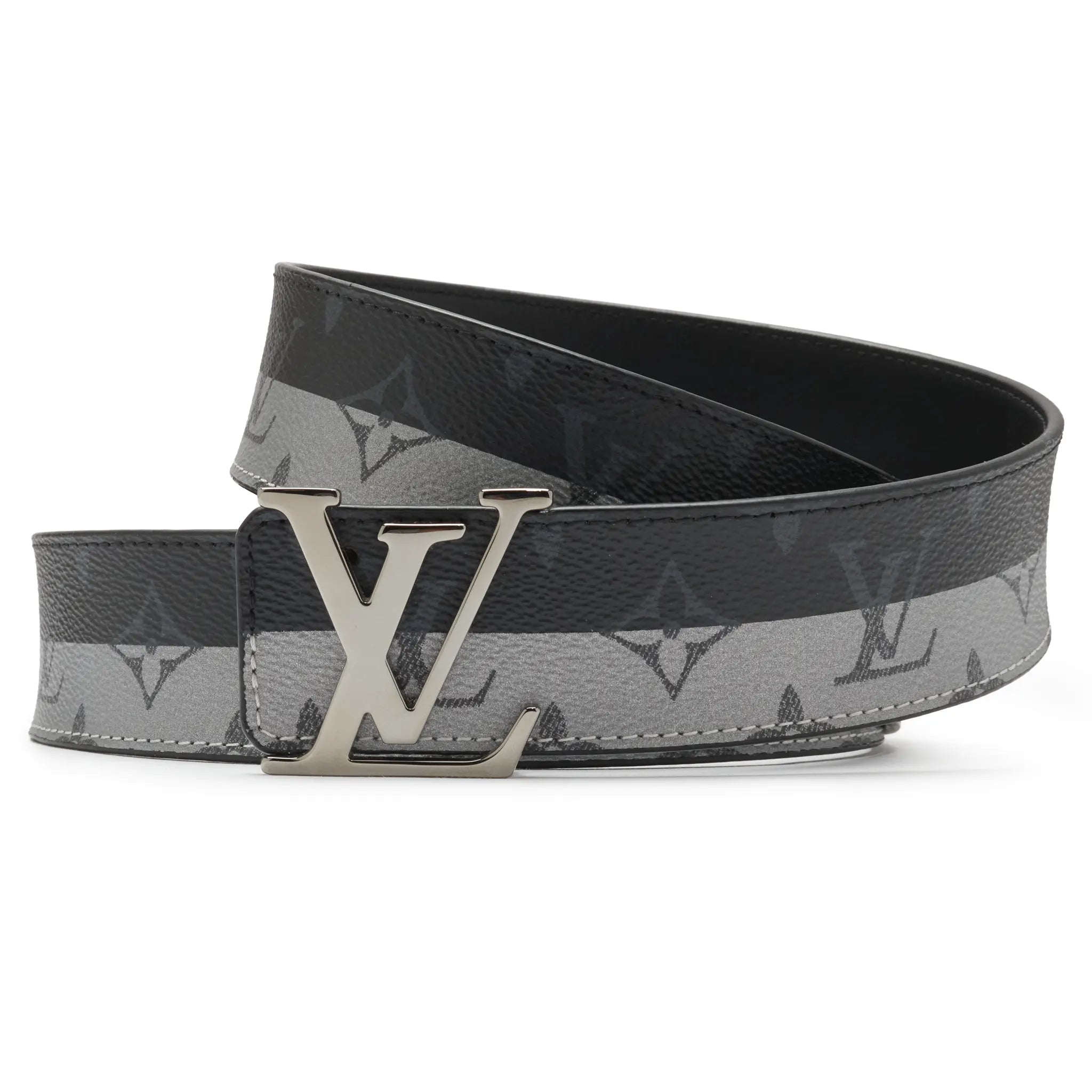 Preloved - Louis Vuitton LV Initiales Monogram Eclipse 40mm Silver Black Belt - view 2
