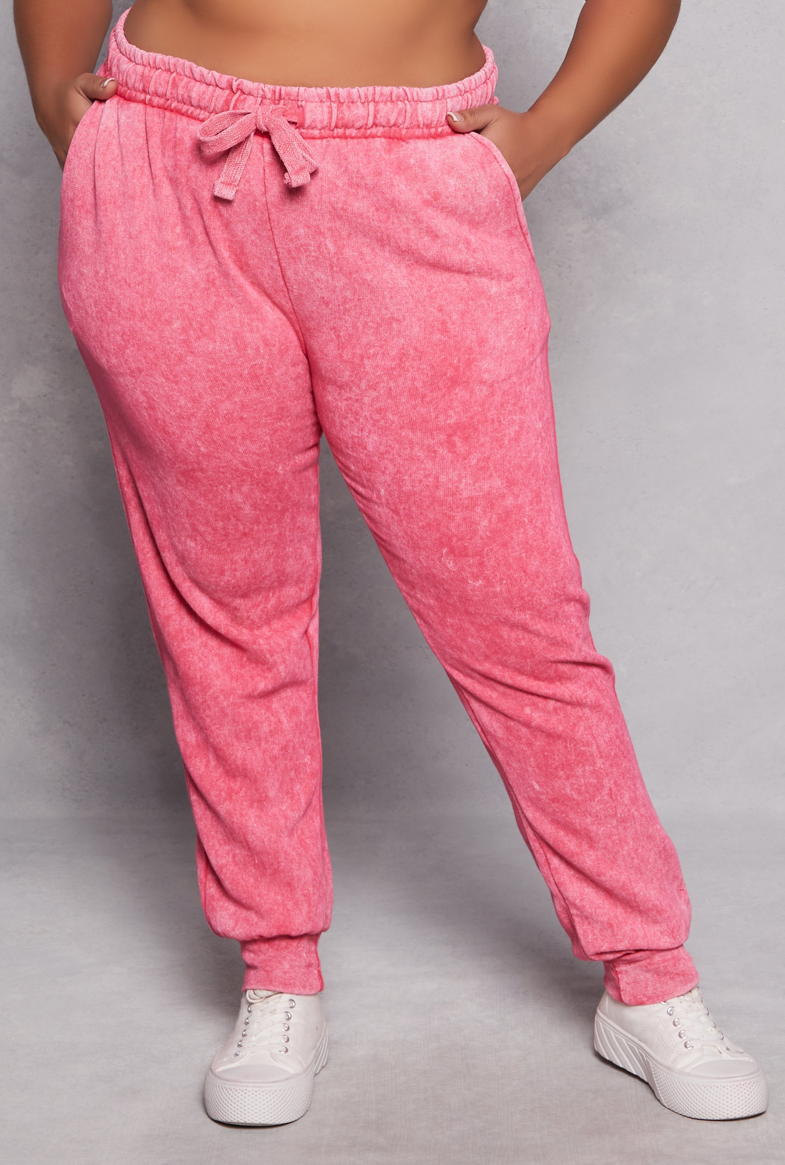 Rainbow Shops Plus Size Acid Wash Drawstring Joggers - view 2