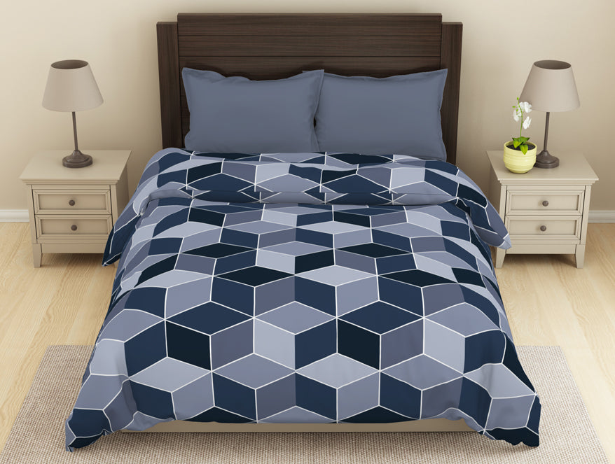 Spaces India Geometric Light Blue Microfiber Shell Double Dohar - Welspun Dohar By Welspun-1065418
