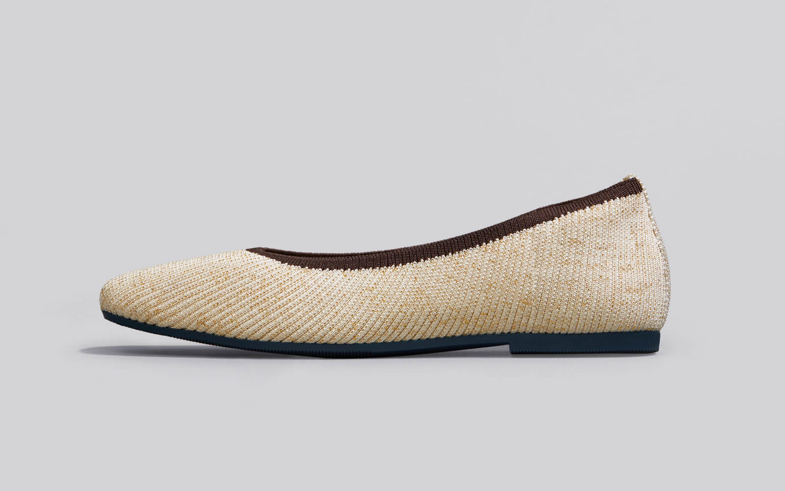 Neeman's Metallic Square Flats : Ivory-Gold