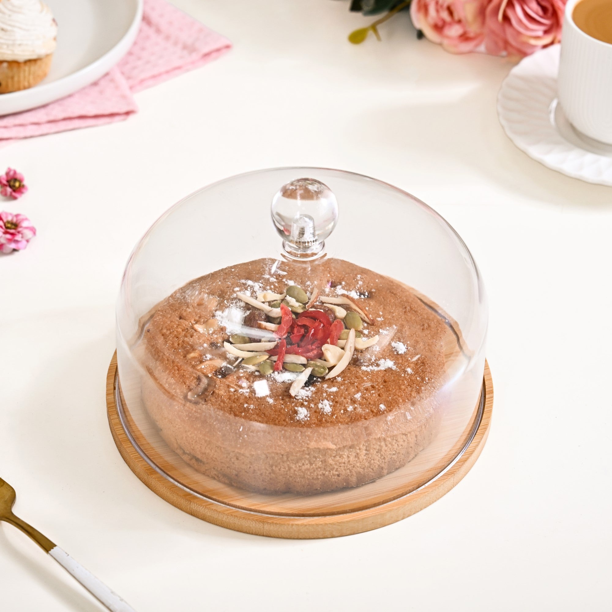 Nestasia Wooden Cake Stand With Transparent Cloche 17cm - view 8