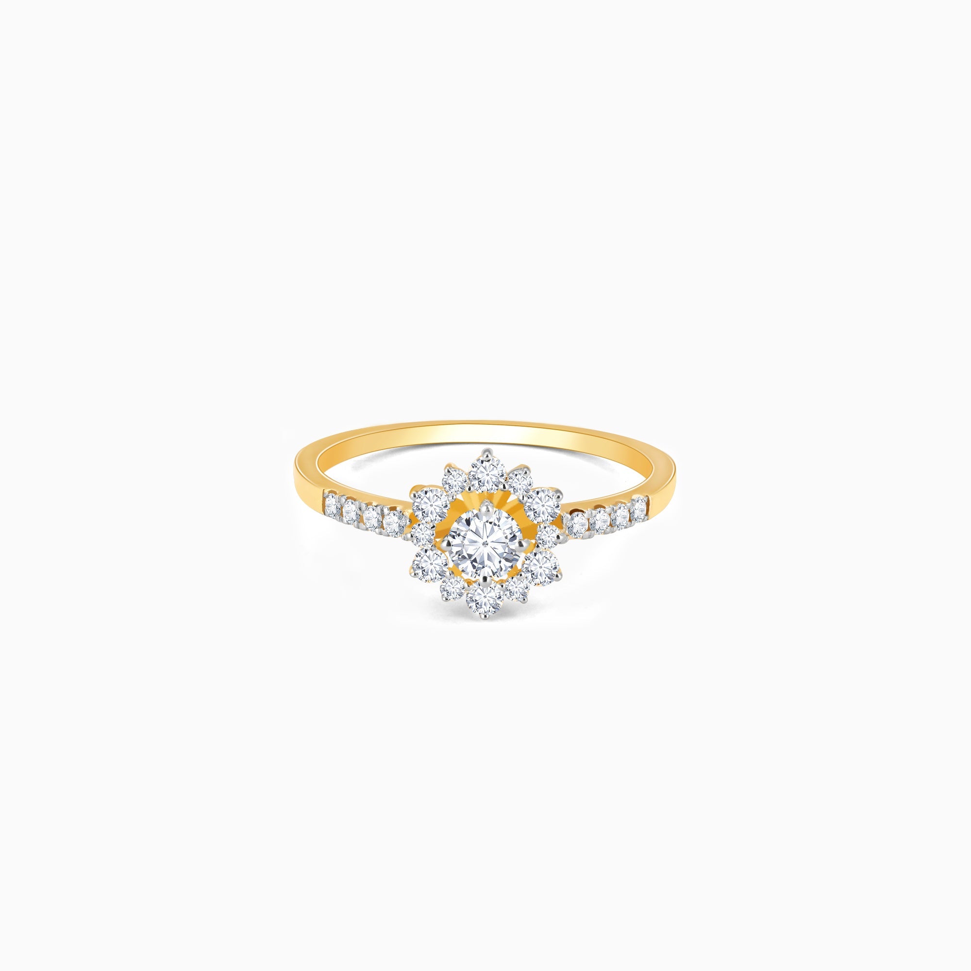GIVA Jewellery Gold Floral Statement Diamond Ring