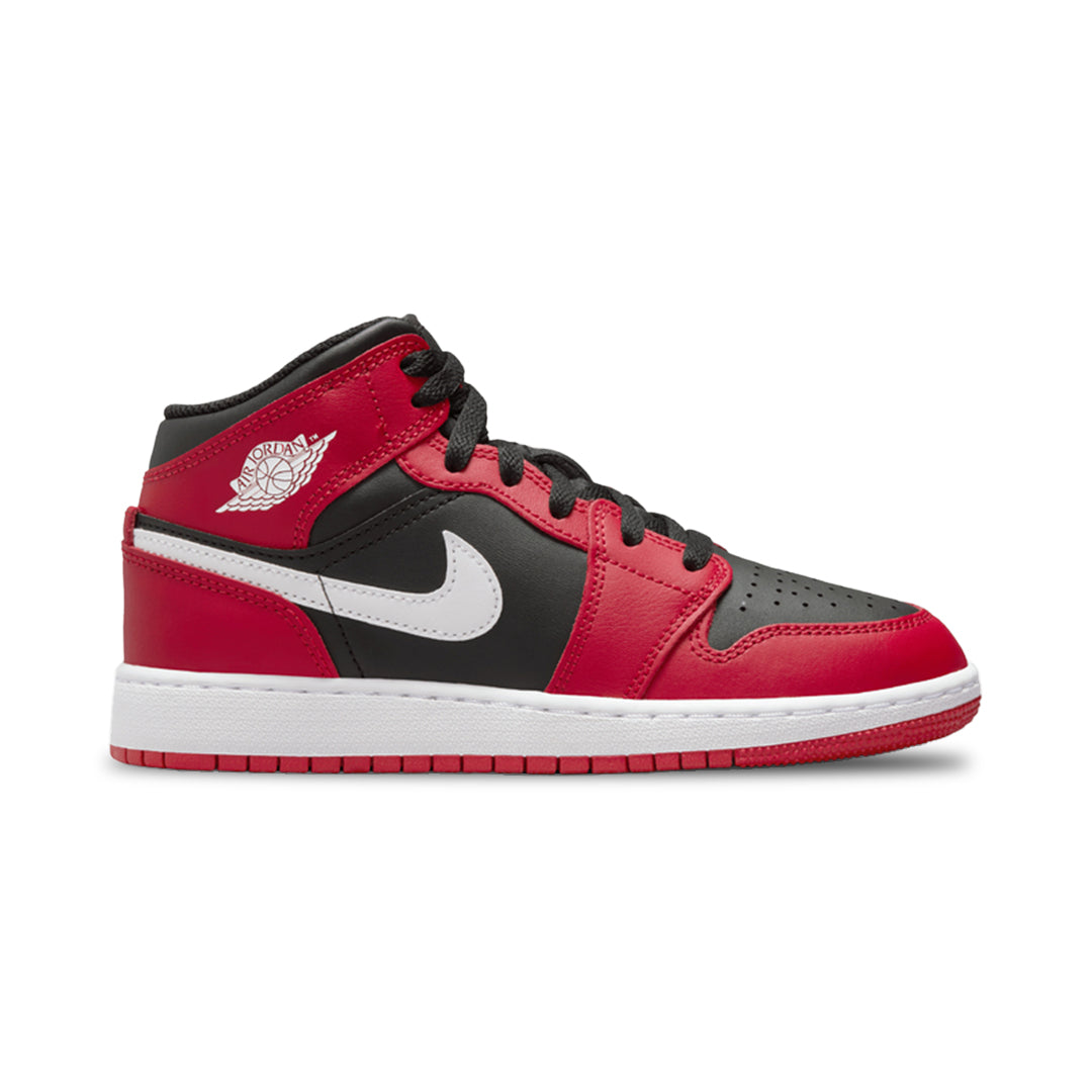 Kicks Machine Air Jordan 1 Mid Black White Gym Red Sale
