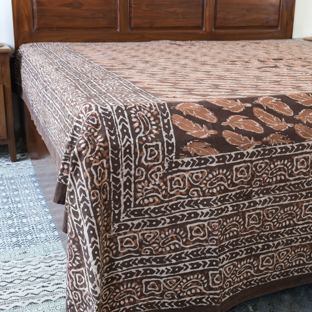 BINDAAS UNLIMITED Brown - Block Art Print Cotton Double Bindaas Bed Sheet (110 x 93 in) - view 3