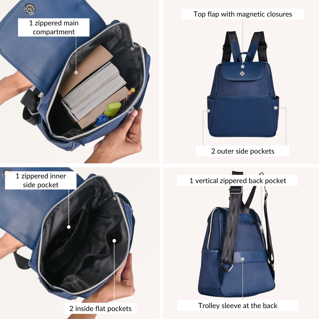 Nestasia Kaizen Small Travel Backpack Navy Blue - view 6