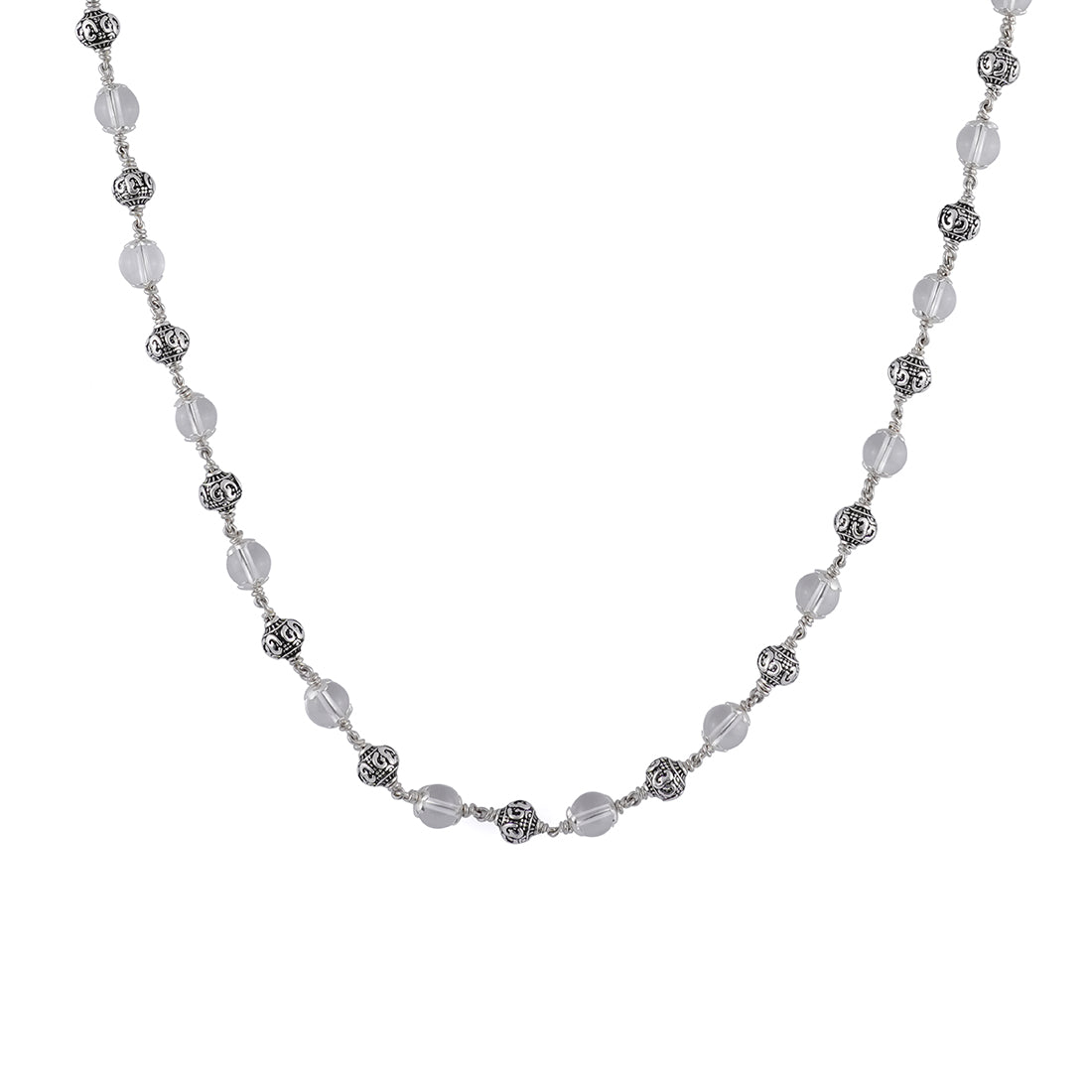 Prinjal Jewellers Sphatik With Om Silver Beads Mala - view 4