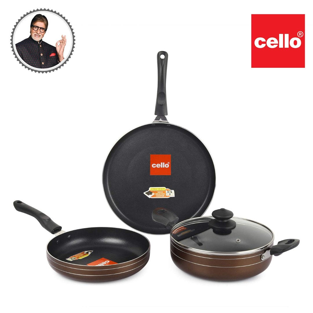 Cello Non-Stick Prima Induction Base Cookware Set, 3 Pieces - view 7