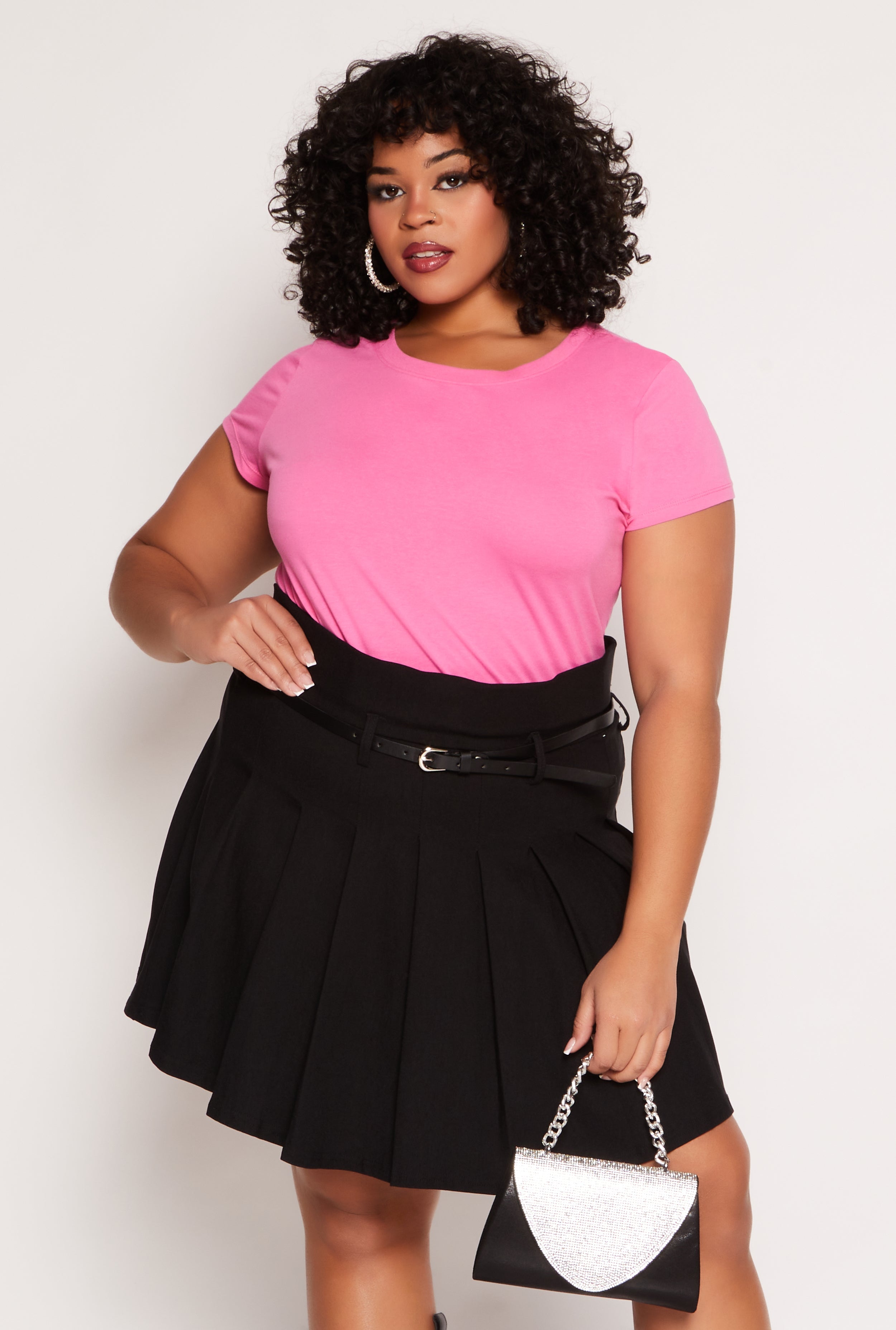 ambiance Plus Size Basic Short Sleeve Crew Neck Tee