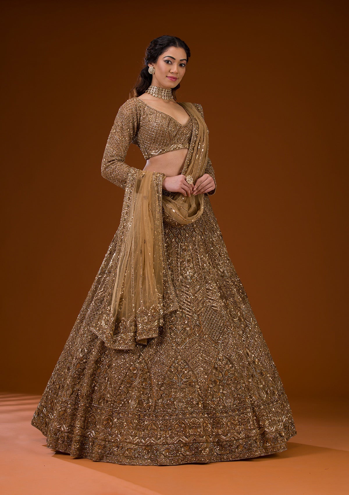 Koskii Gold Stonework Net Readymade Lehenga – Women's - view 7