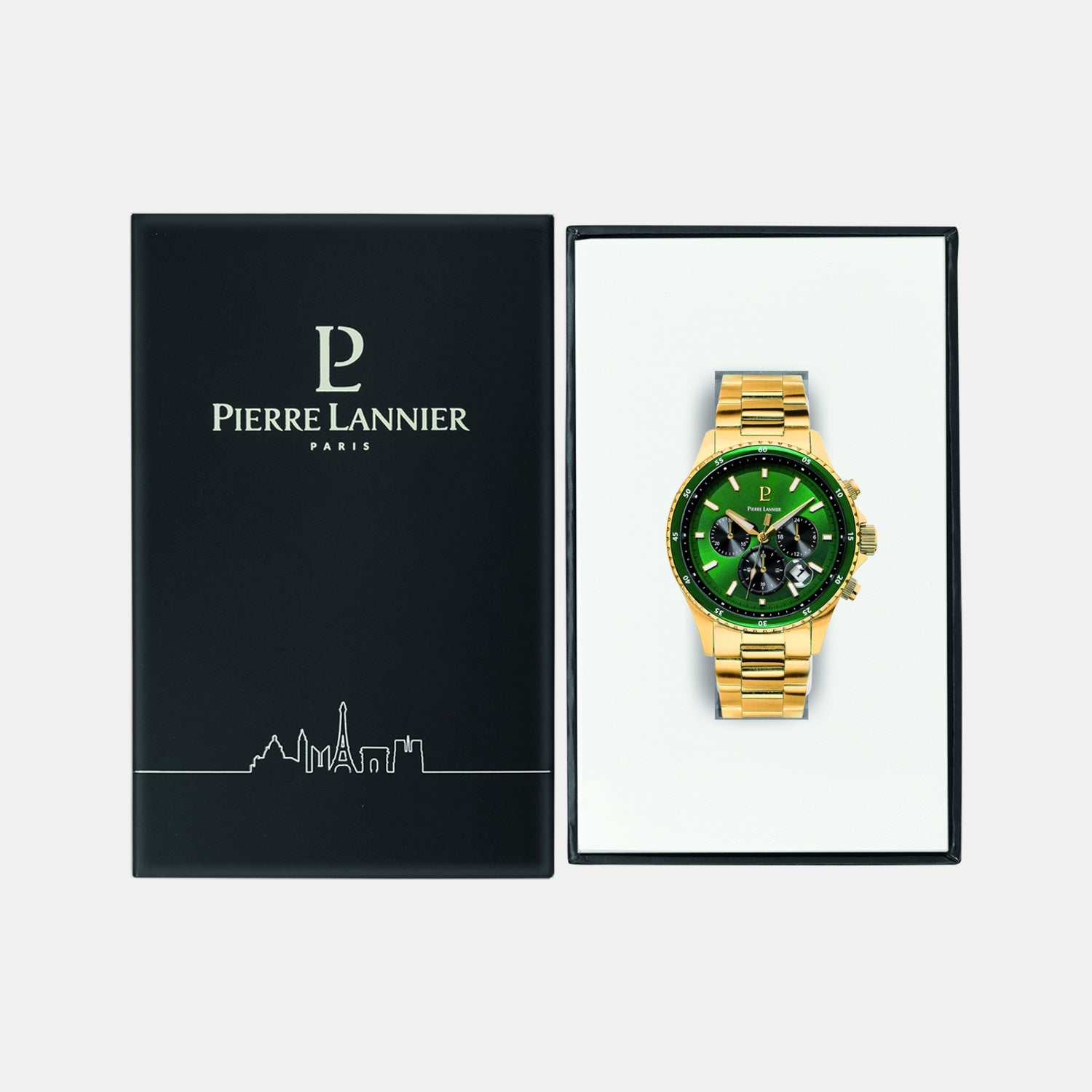 Pierre Lannier Cronos Men Quartz Green Dial Chronograph Stainless Steel Watch 228J062 - view 5