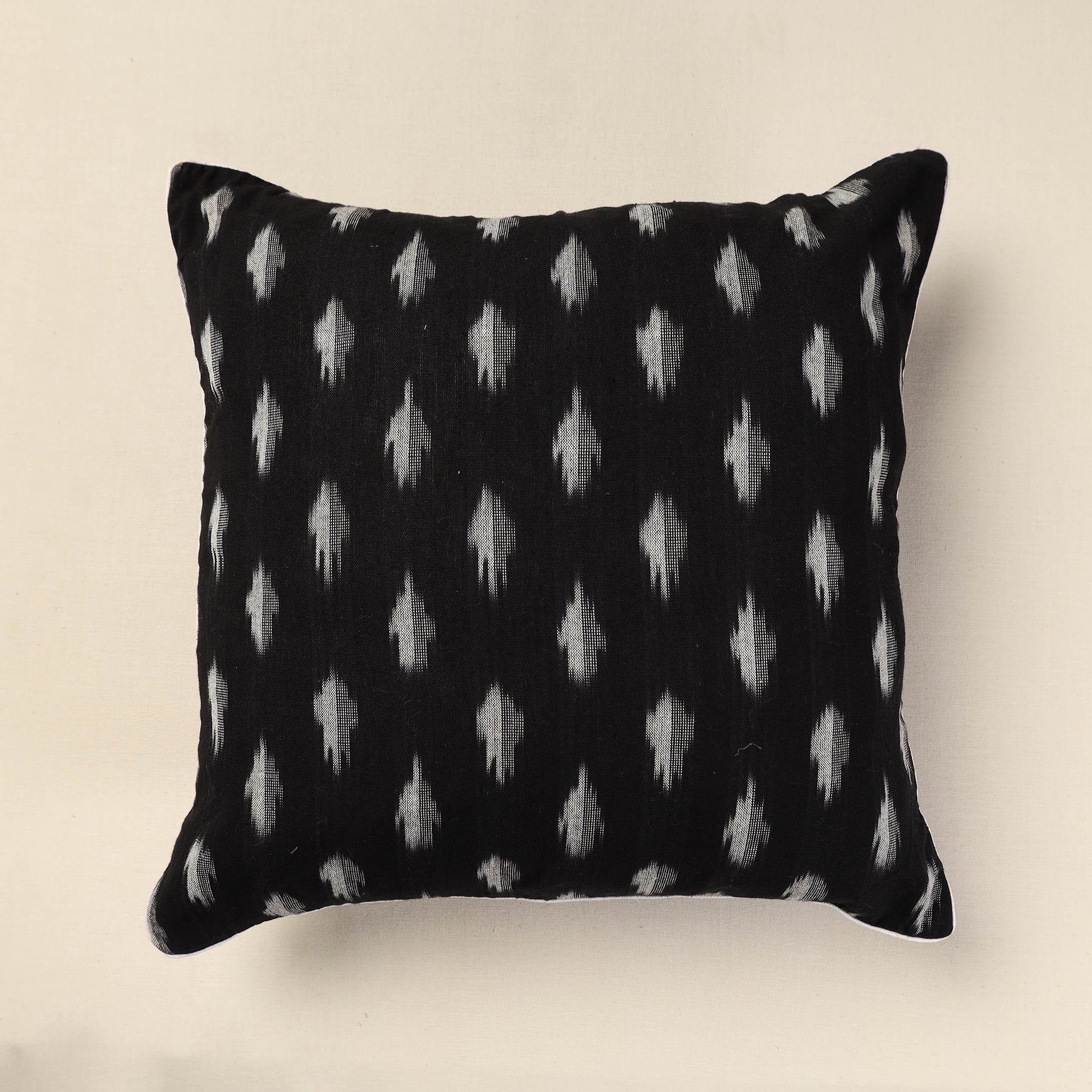 SOUTH KARGHA Black - Pochampally Ikat Cotton Cushion Cover (16 x 16 in)