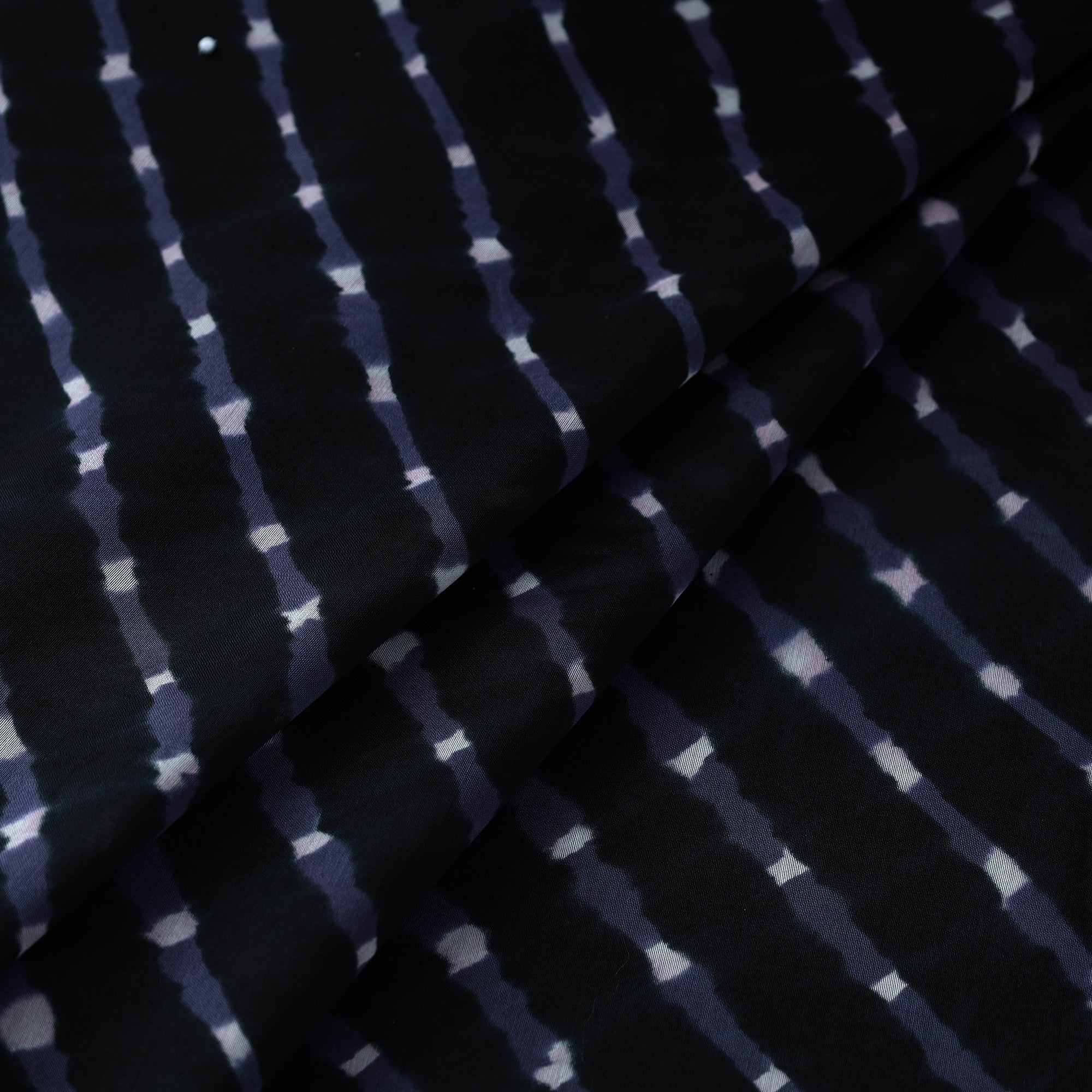 LEHARIYA BY BADSHAH MIYAN Black - Handloom Chanderi Silk Mothra Tie-Dye Leheriya Fabric 05 - view 2