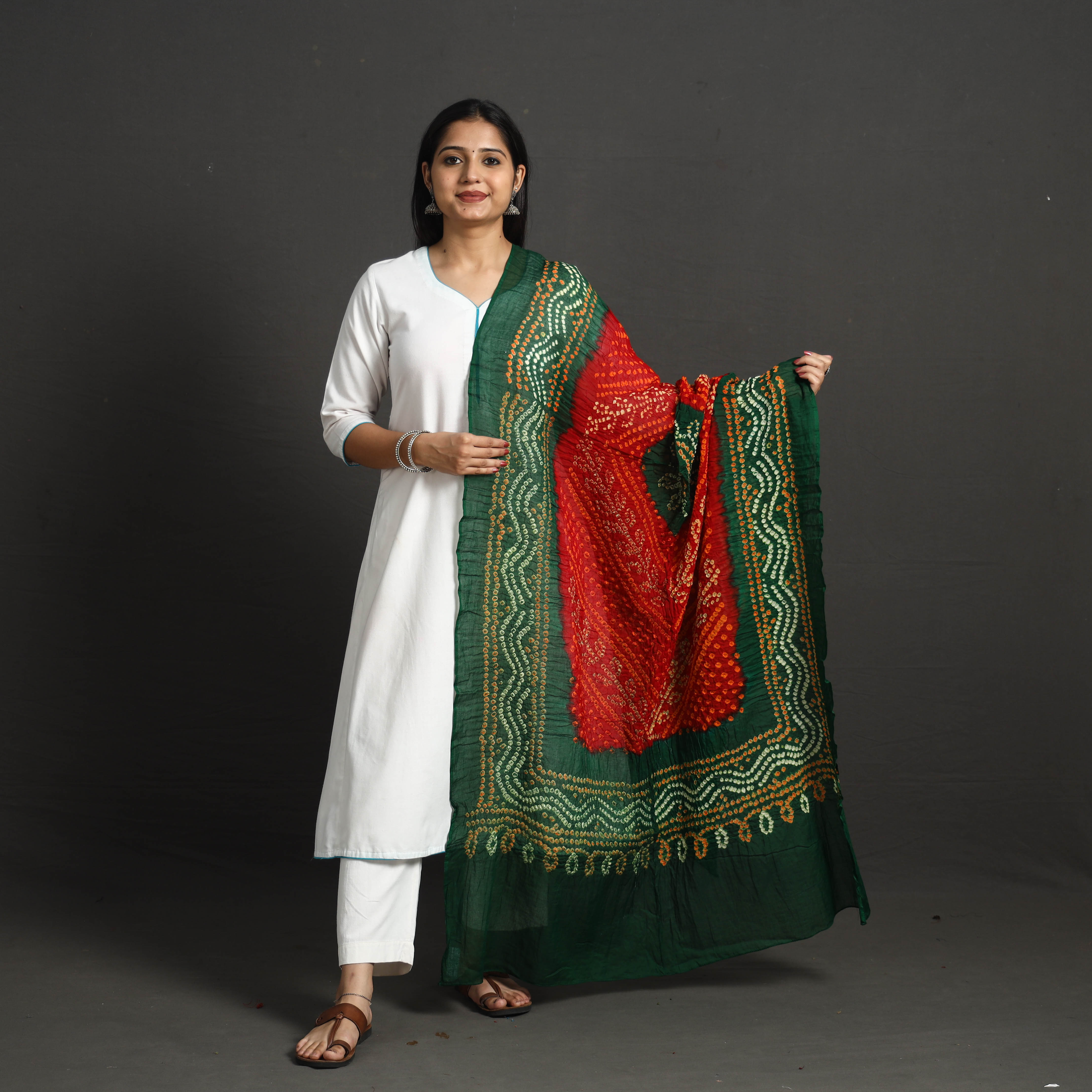 KACHCHH JI CHHAAP Kutch Tie-Dye Cotton Bandhani Dupatta 70