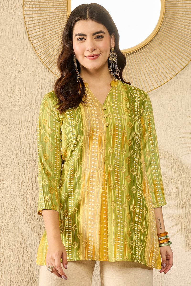 Ahika Green Rayon Blend Floral Printed Regular Kurti Tunics VT1348 - view 2