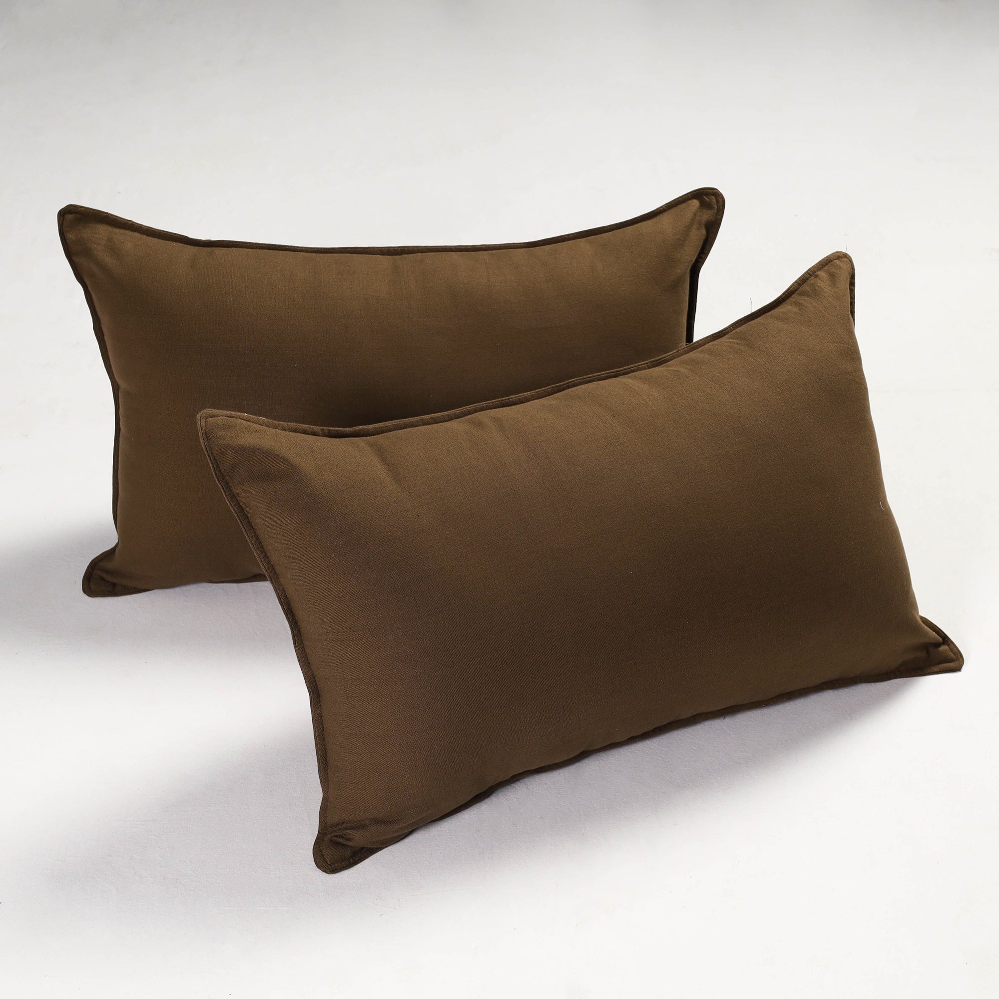 HAVELI CHRONICLES Brown - Set of 2 - Fine Cotton Handloom Pillow Covers (26 x 17 in)