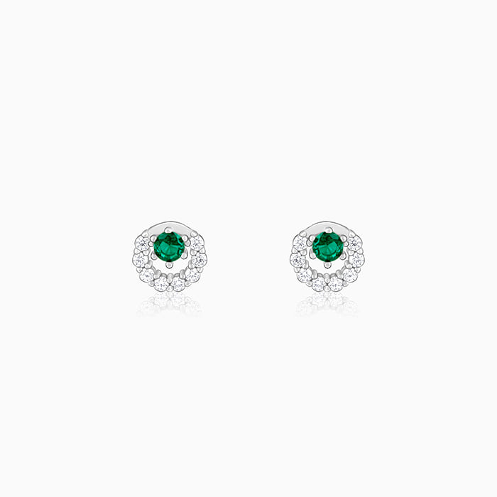 GIVA Jewellery Silver Emerald Green Halo Stud Earrings