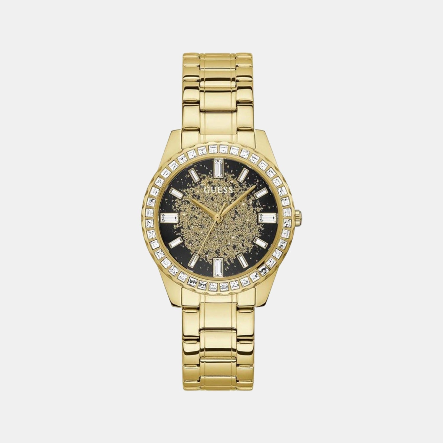 Guess Glitter Burst Women Quartz Black Dial Analog Stainless Steel Watch GW0405L2