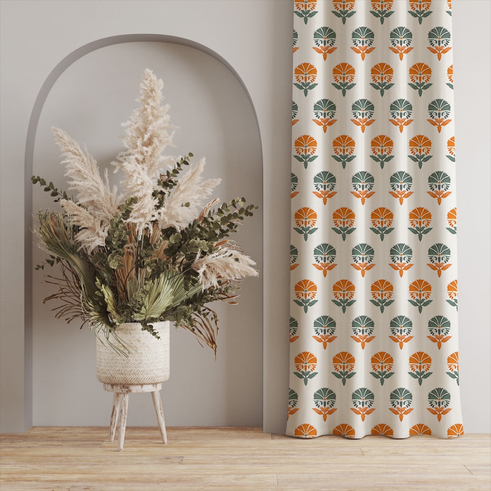 100 cotton curtains – Urban Space -Home Furnishing Store 100% Cotton Curtains for Living Room, Bedroom curtains - Pack of 2 curtains, Owl Orchids - Mango
