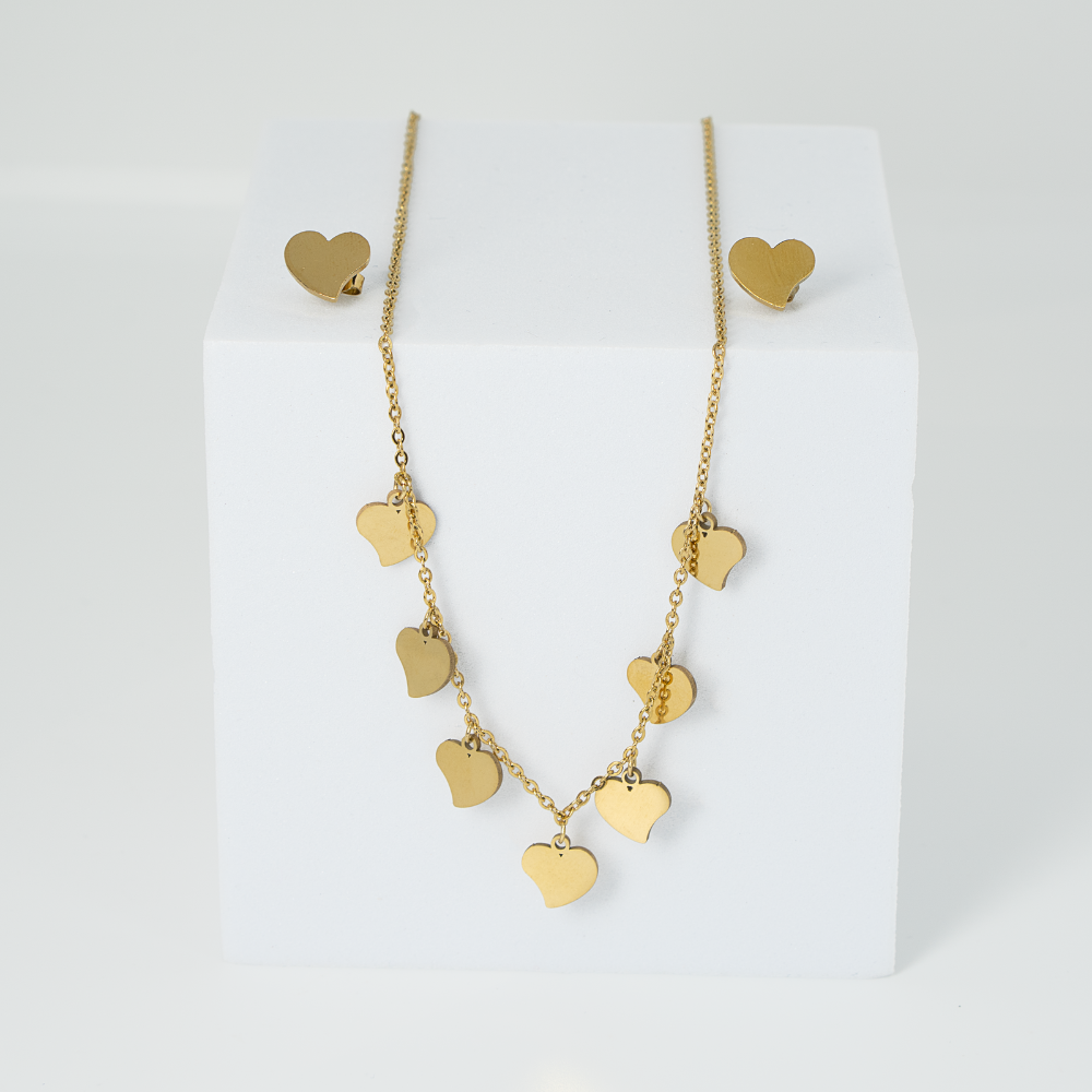 Branta Multiple Heart Pendant Necklace and Earring Set For Women - view 2