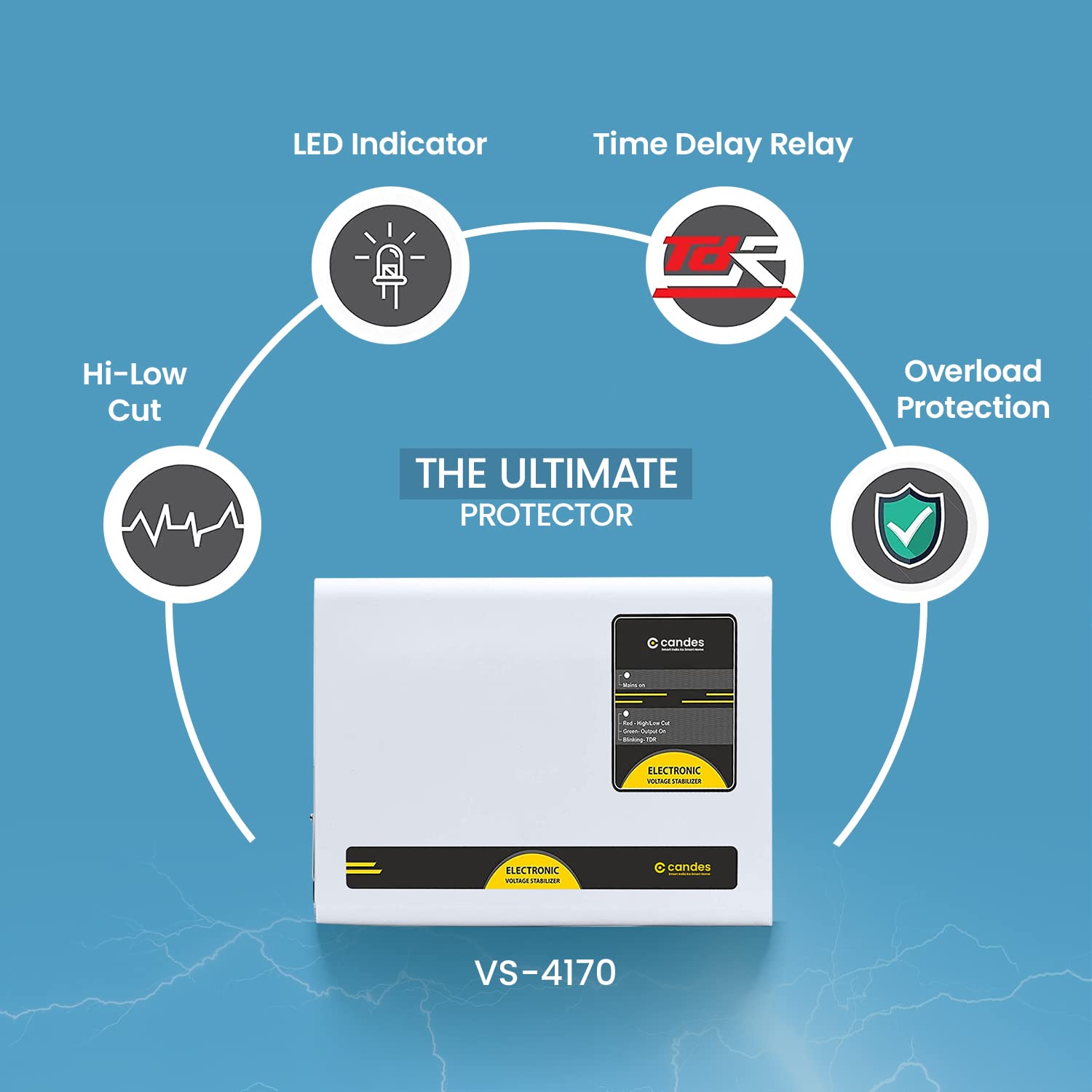 Candes Crystal 4kVA Working Range (170V to 280V) Voltage Stabilizer Best for Inverter AC, Split AC or Windows AC Upto 1.5 Ton (MS-Grey) 3 Years Warran - view 4
