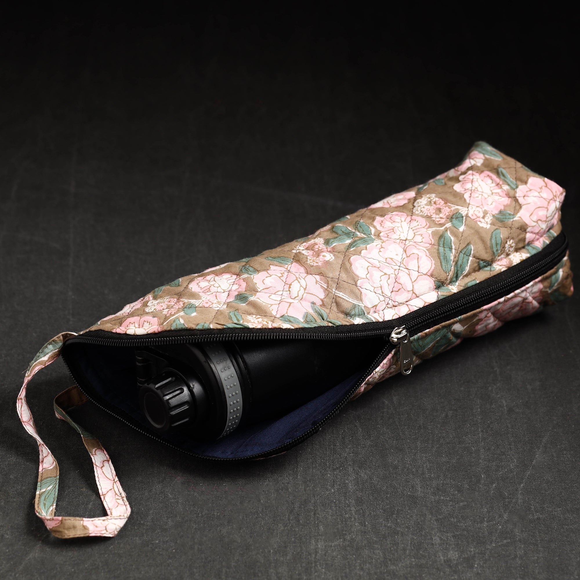 JALPARI Brown - Sanganeri Block Printed Cotton 1L Water Bottle Cover - view 2