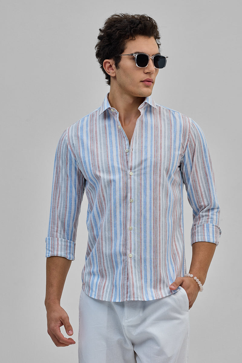 SNITCH Light Pink Stripes Slim Fit Shirt - view 4