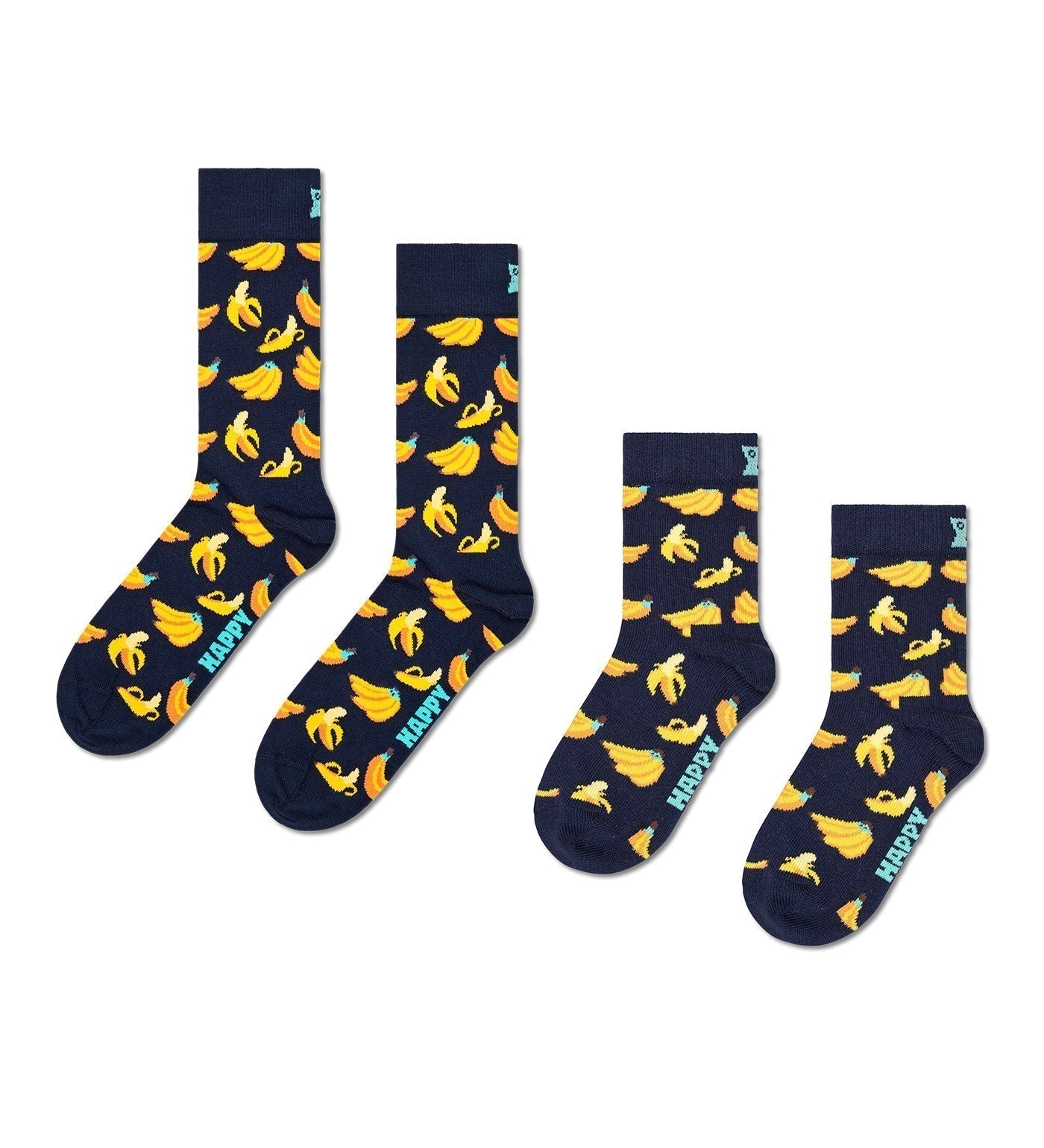 Happy Socks Mini & Me: Matching Banana Sock Set for Kids & Adults