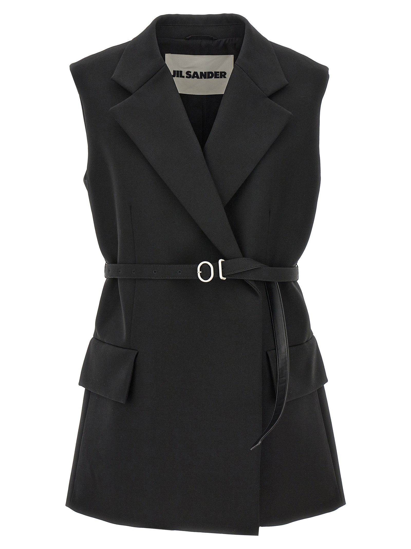 Jil Sander Belt Wool Vest – 100% wool