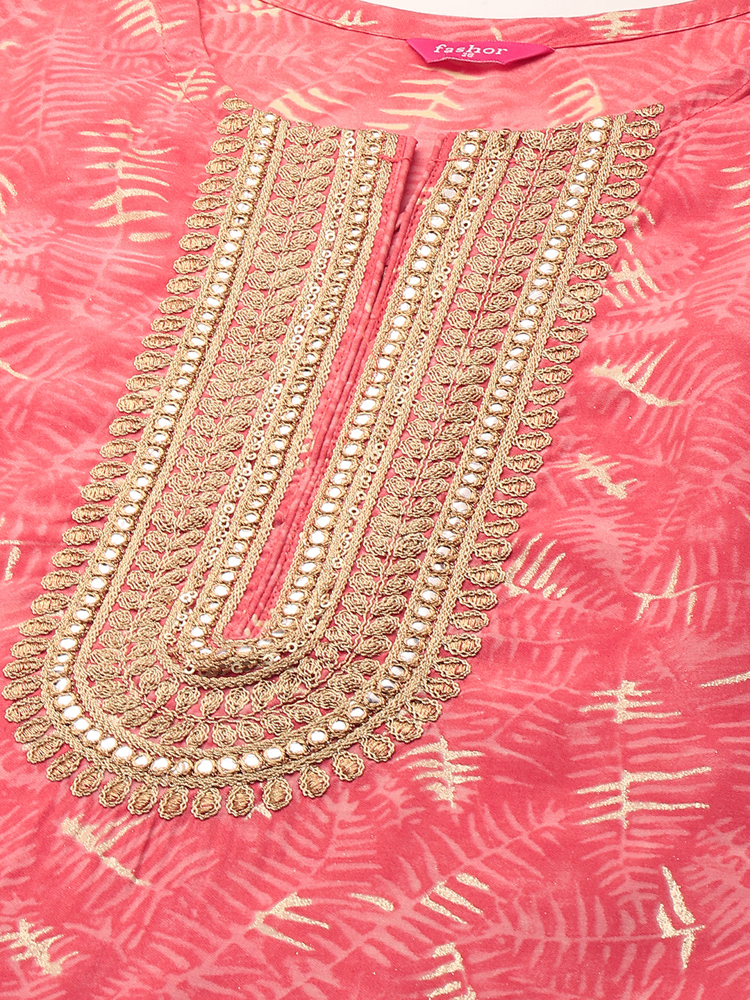 Fashor Ethnic Printed & Embroidered Kurta - Peach - view 5