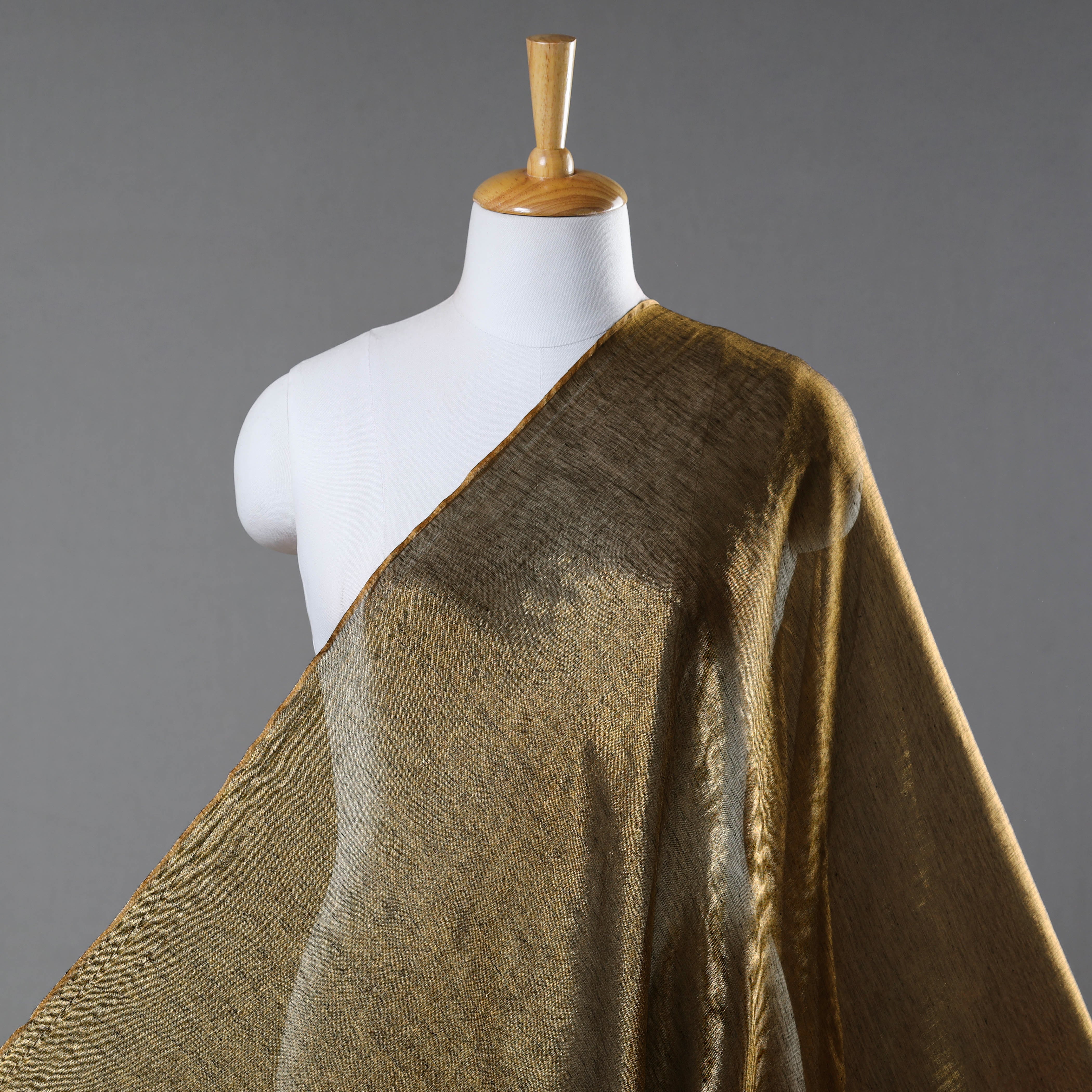 ITOKRI CRAFTS INITIATIVE Brown - Bengal Fine Tissue Zari Plain Fabric 03