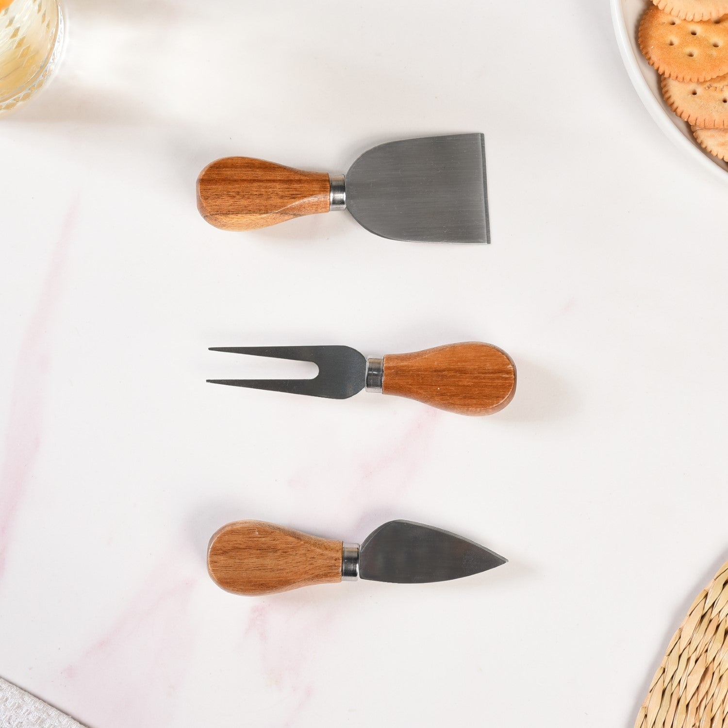 Nestasia Round Wooden Charcuterie Board With Cheese Knives - view 9