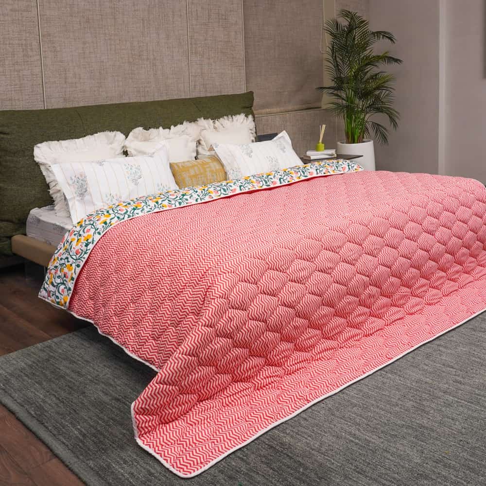Urban Space -Home Furnishing Store Fluffy & Heavy 200 GSM Microfiber Reversible Quilted Winter Comforters (kashmir Peach-Single, Double) - view 2