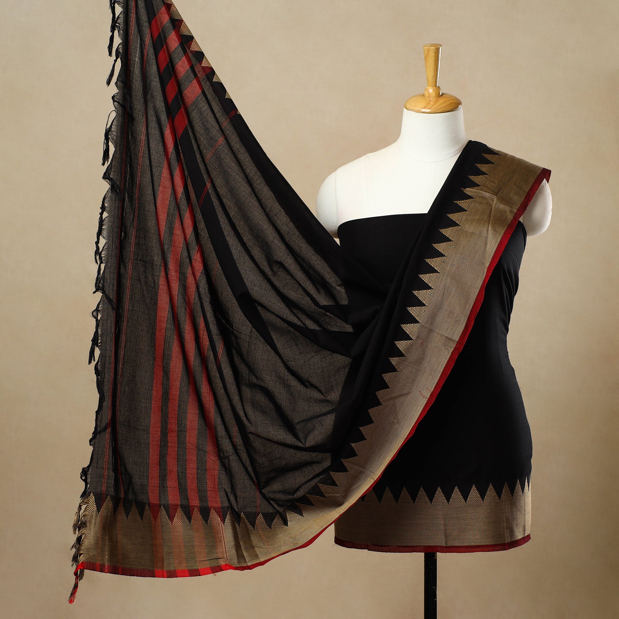 SOUTH KARGHA Black - 3pc Mercerised Cotton Dharwad Dress Material 03