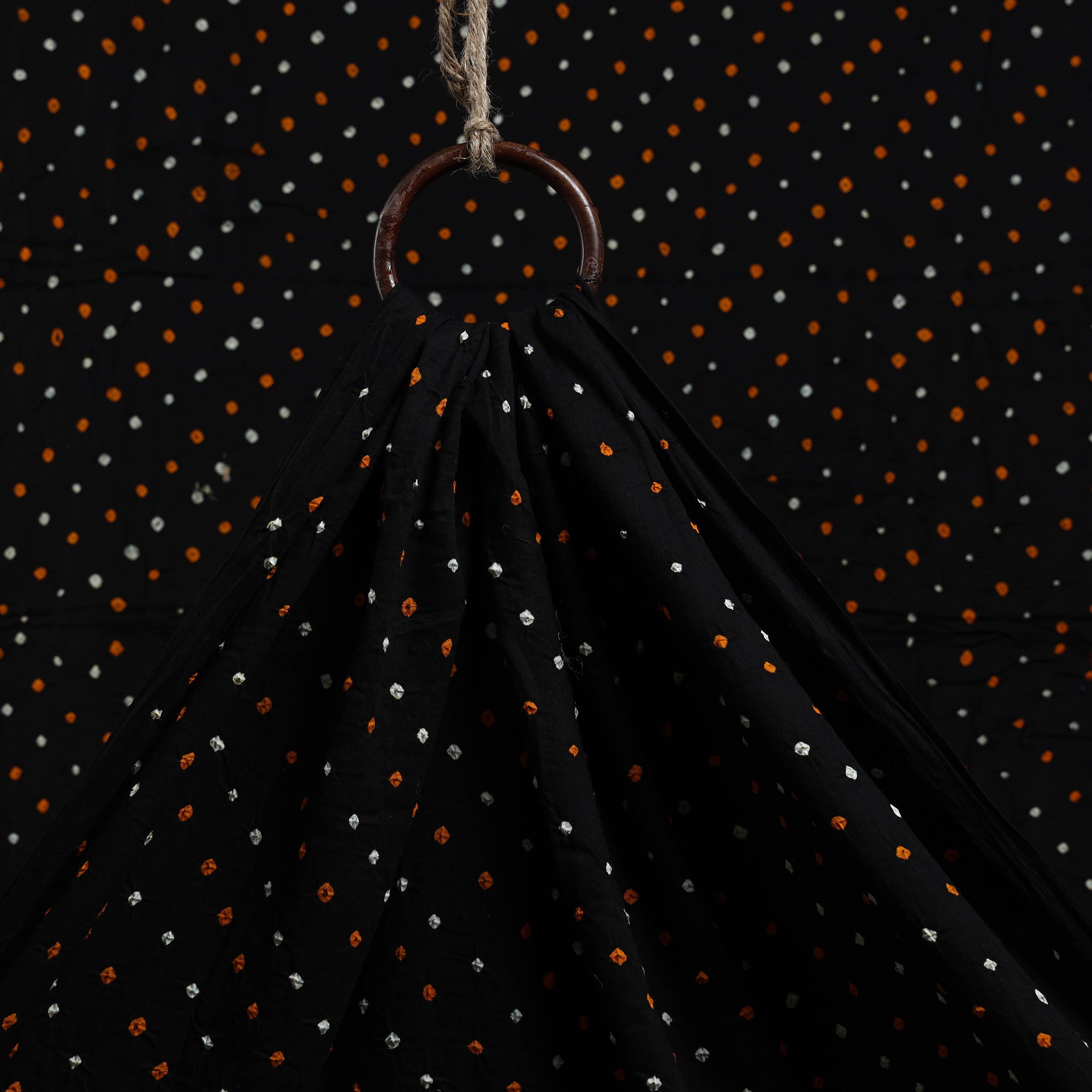 KACHCHH JI CHHAAP Black - Kutch Tie-Dye Cotton Bandhani Fabric 02