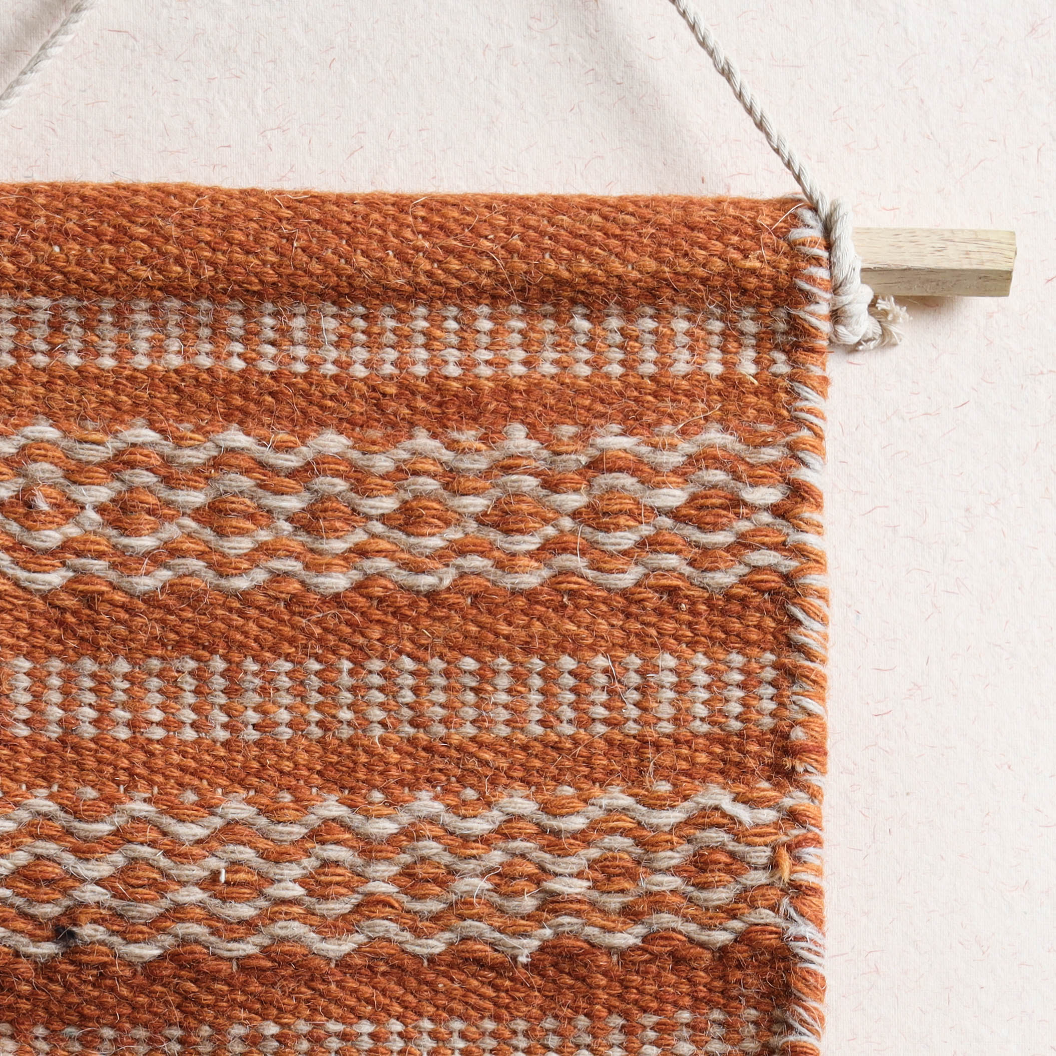 ITOKRI CRAFTS INITIATIVE Bhadohi Handwoven Wool Geometric Fringed Wall Hanging - view 2
