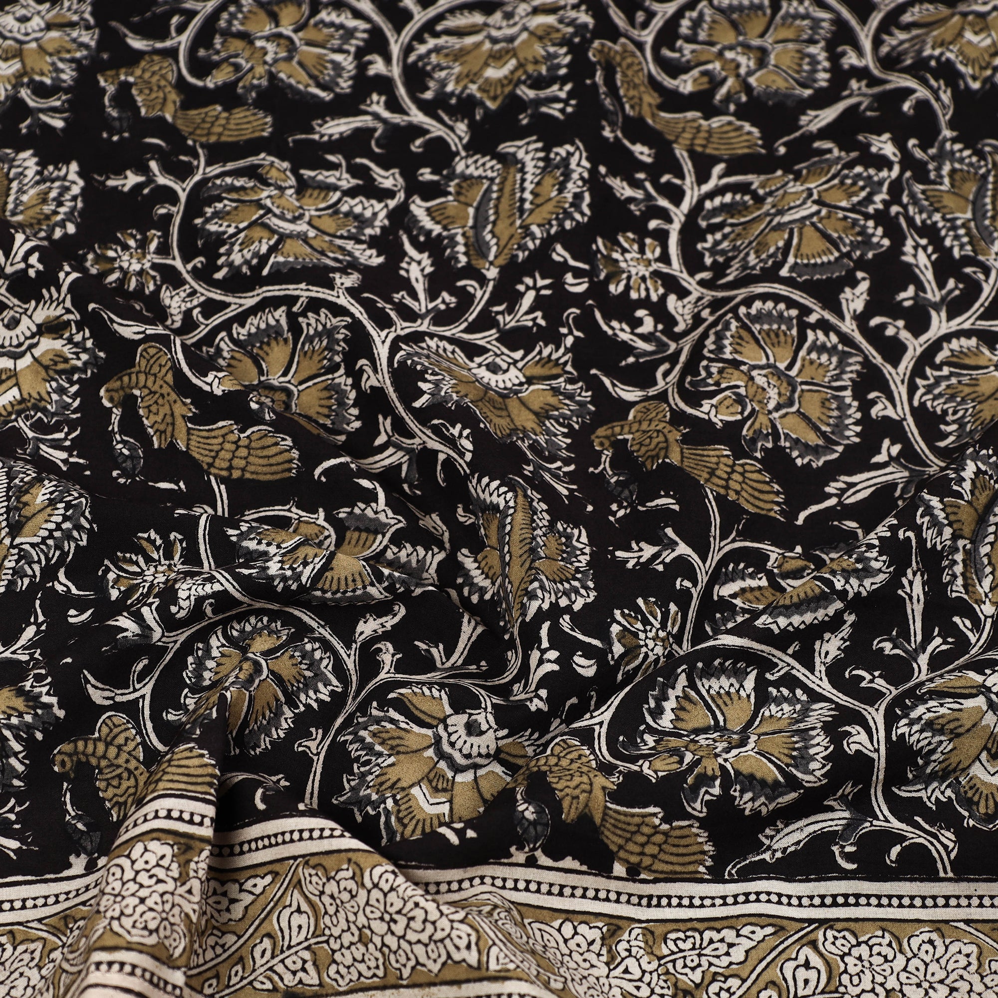 PITCHUKA SRINIVAS KALAMKARI PEDANA Black - Pedana Kalamkari Block Printed Natural Dyed Cotton Scarf 74 - view 2