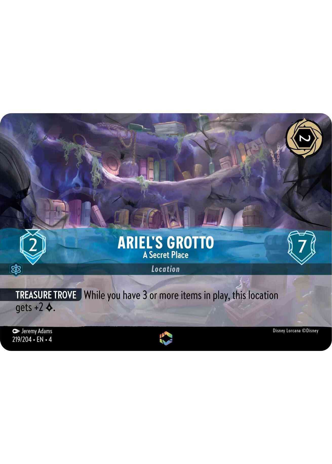 Secret place enchanted – Lorcana Ariel's Grotto - A Secret Place (Enchanted) - 219/204 [Ursula's Return] [Holofoil]