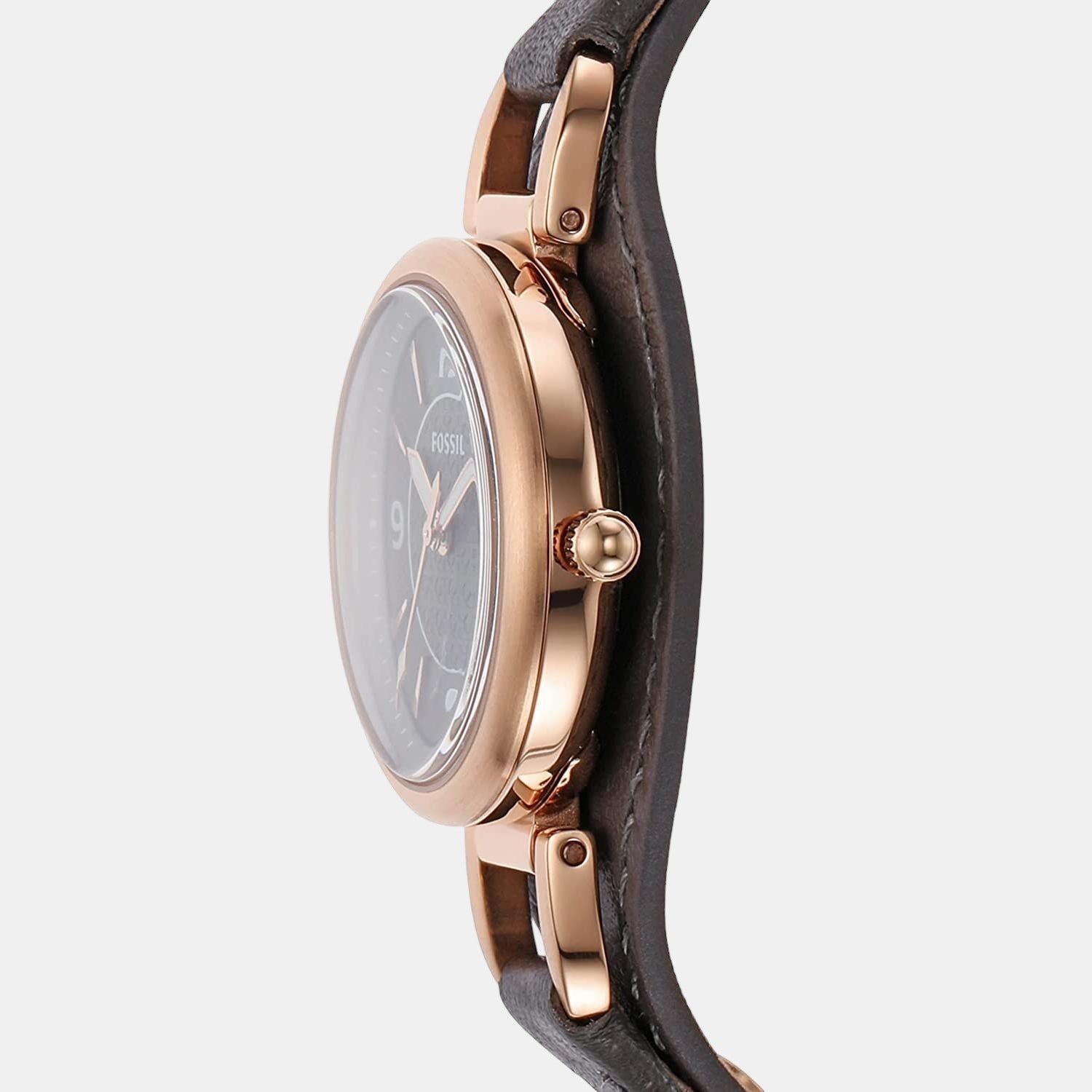 Fossil Carlie Women Quartz Rose Gold Dial Analog Leather Watch ES5212 - view 2