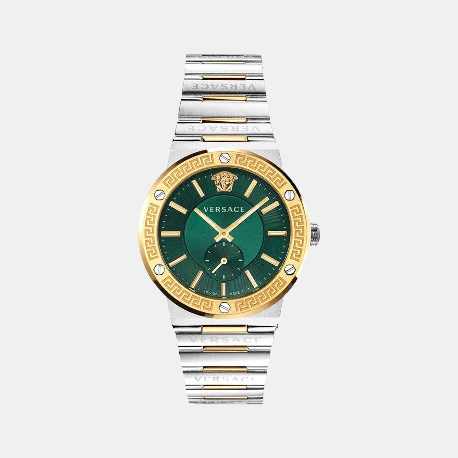 Versace Greca Logo-VI Men Quartz Green Dial Analog Stainless Steel Watch VEVI00420