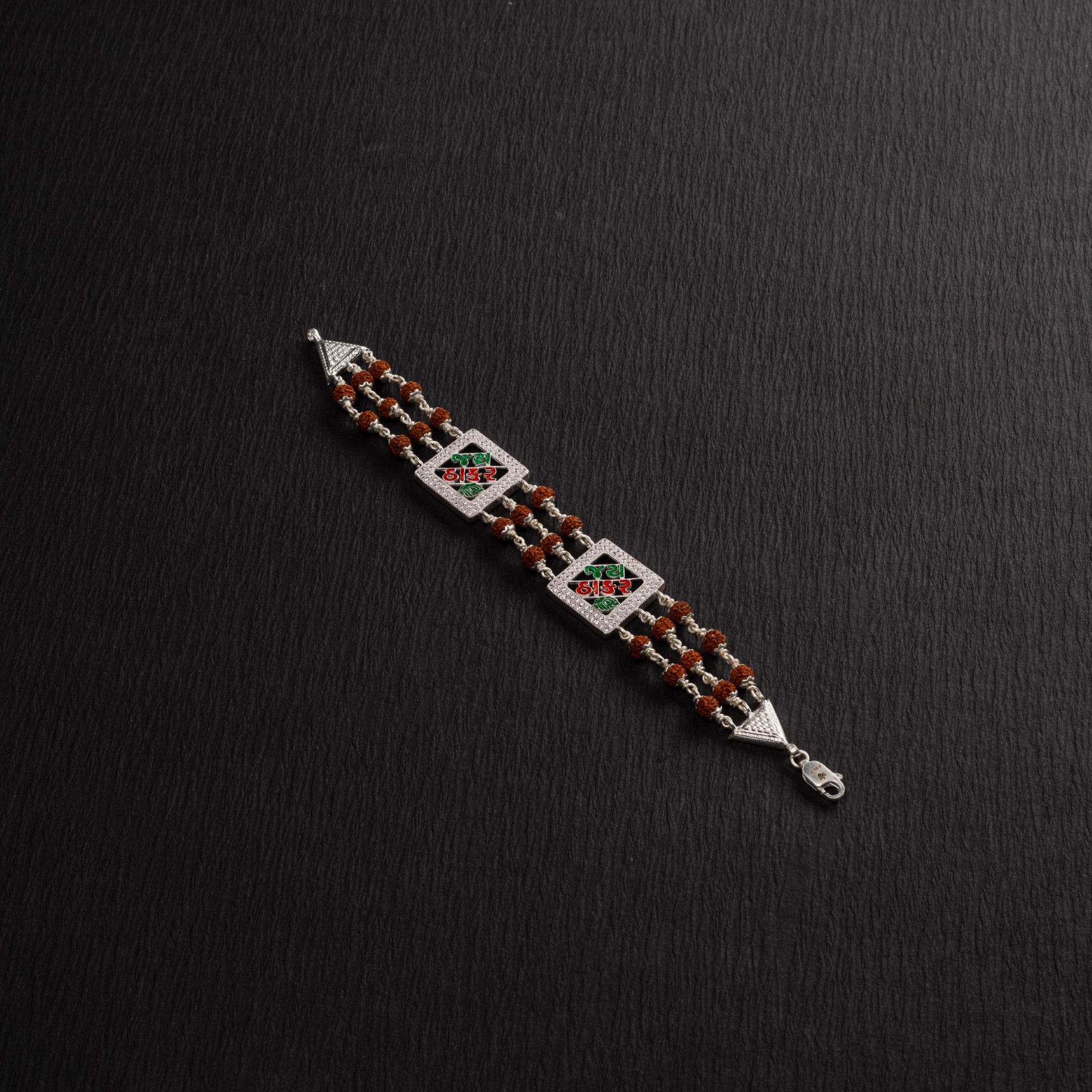 Prinjal Jewellers Rudraksha Silver Two Jay Thakar Brooch Bracelet - view 2