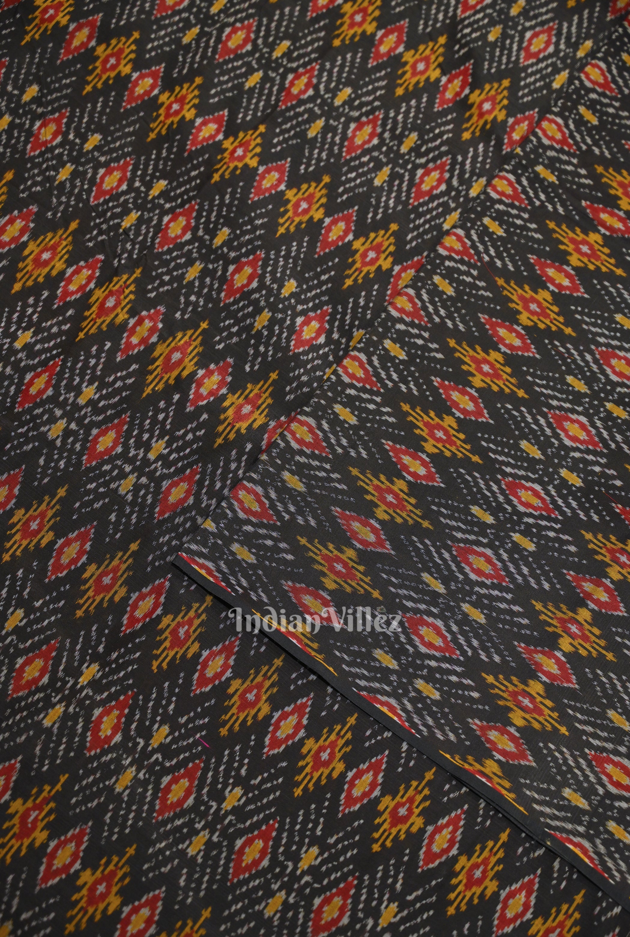 IndianVillèz Multi Color Pochampally Ikat Silk & Cotton (Sico) Fabric - view 2