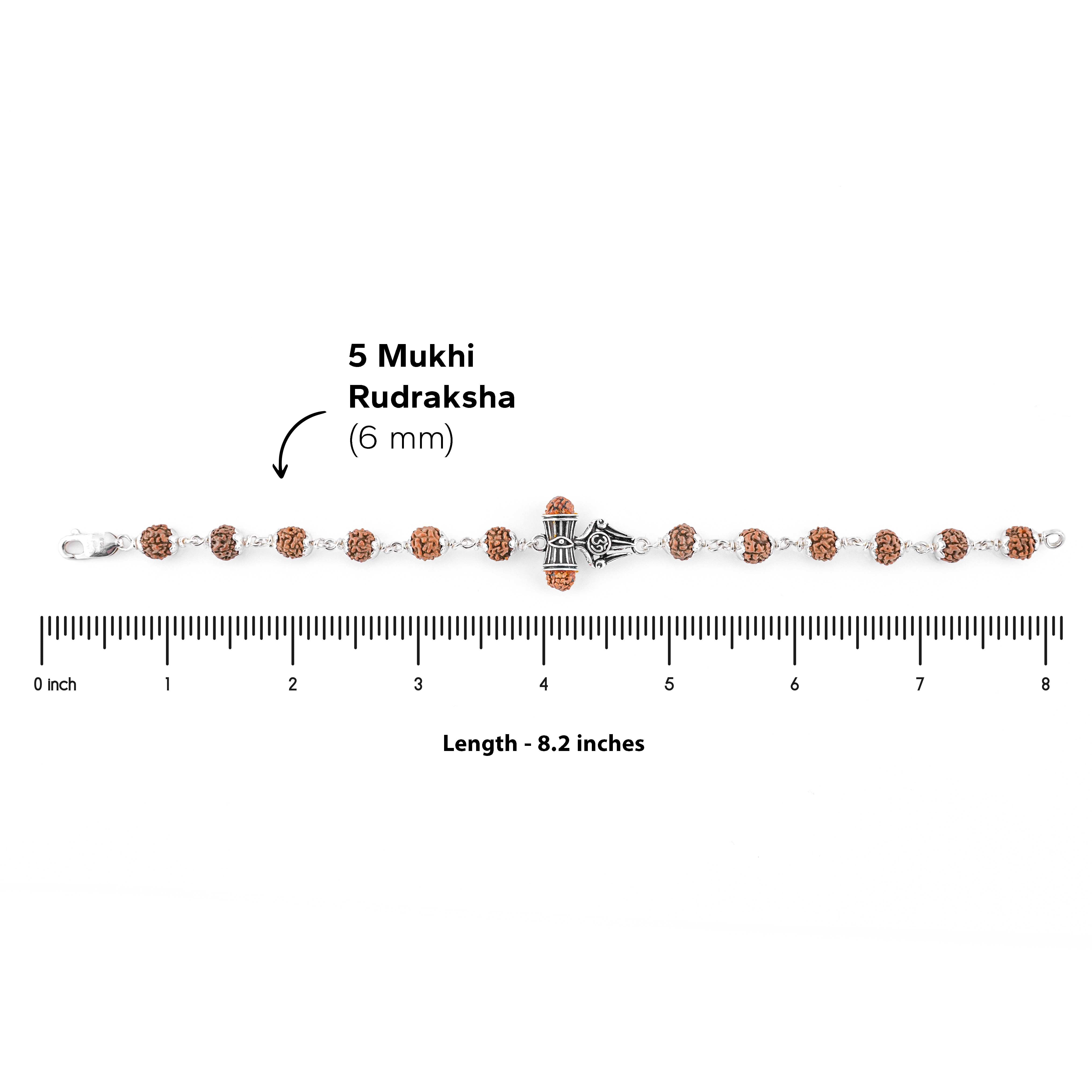 Prinjal Jewellers Rudraksha Silver Om Trishul Bracelet - view 6