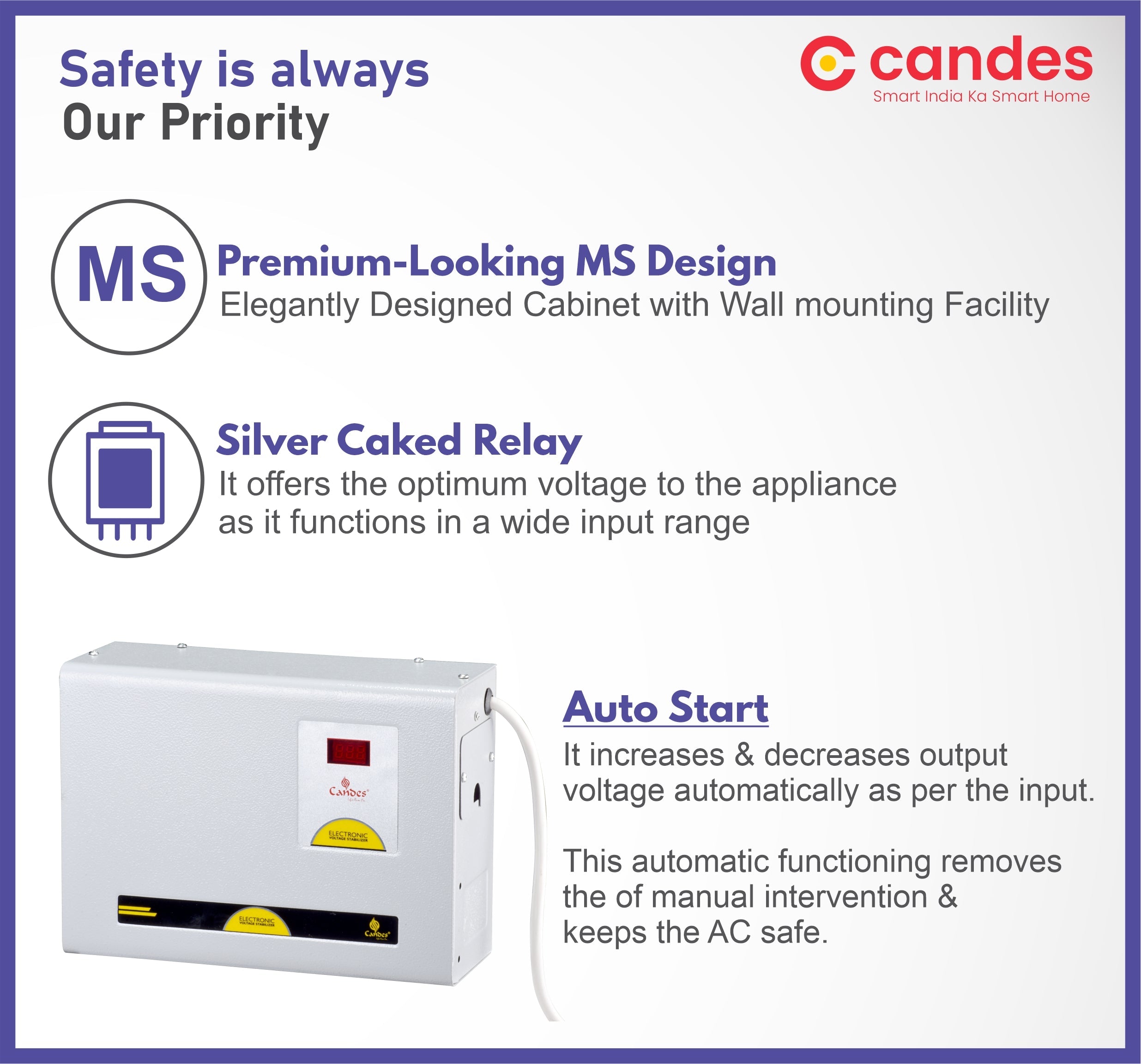 Candes-store Crystal Stabilizers for Inverter/ Split/ Window AC upto 2 Ton 5KVA (90 V to 290 V) - view 2