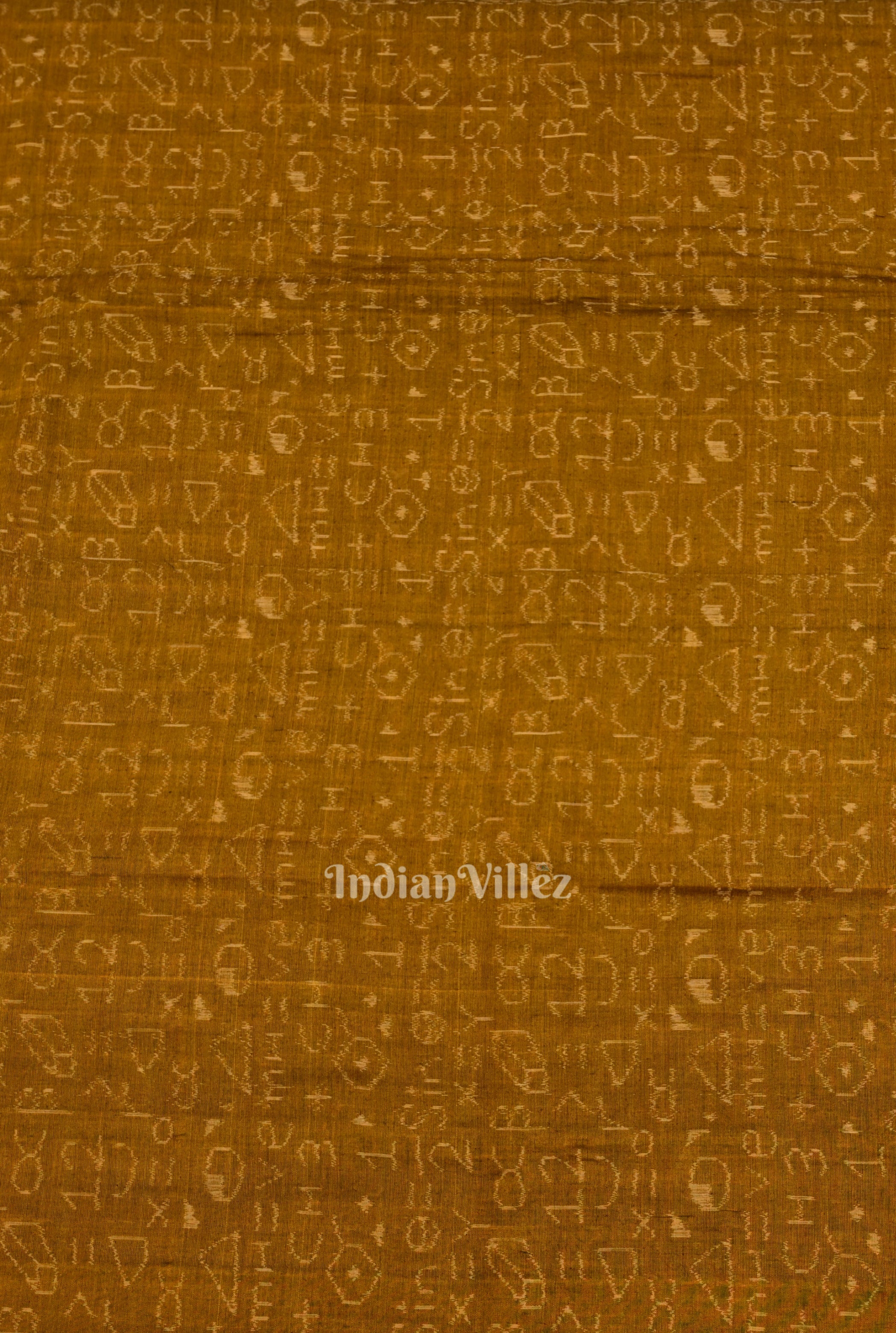 IndianVillèz Rust Yellow Chemical Formula Theme Sambalpuri Ikat Cotton Fabric - view 3
