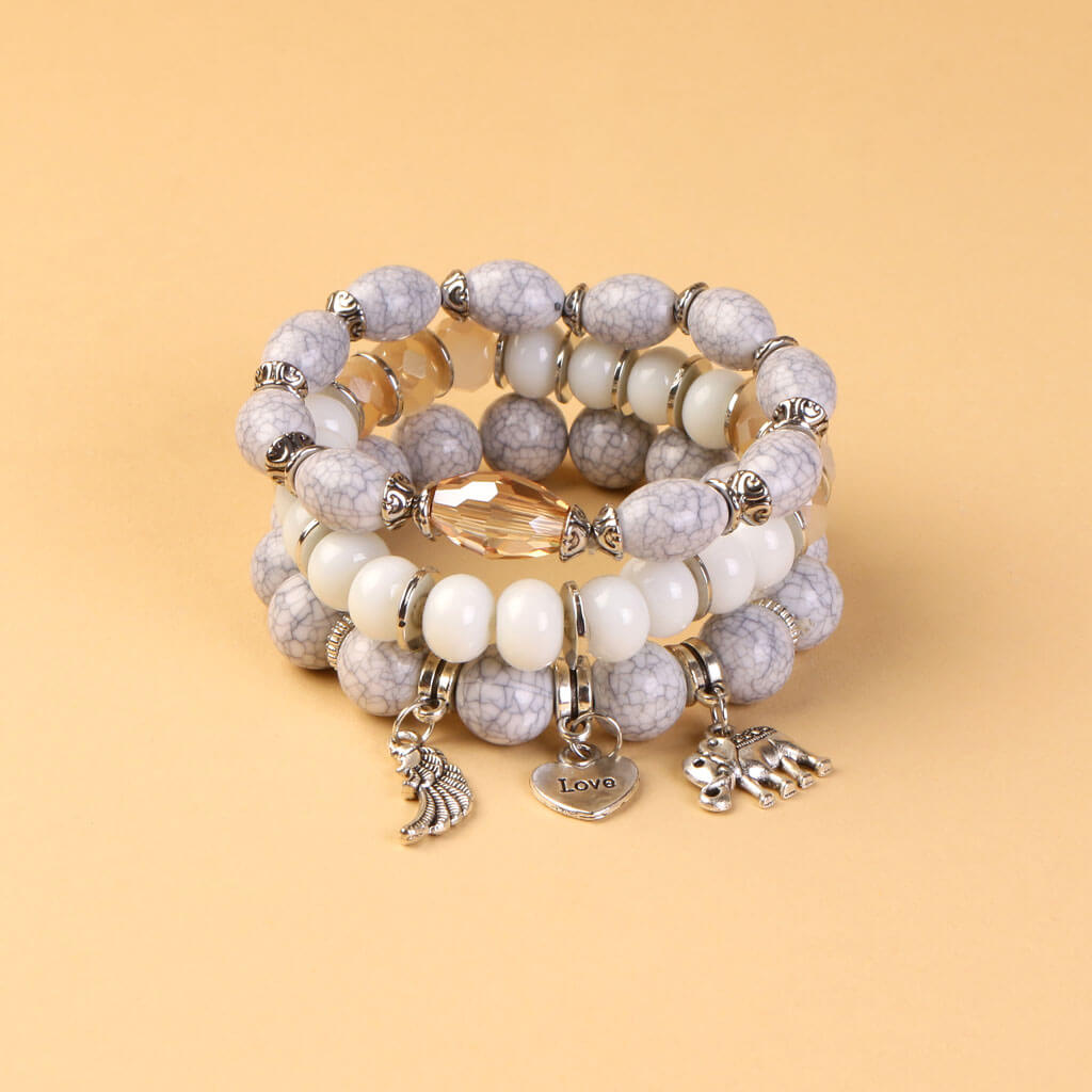 Bigsmall Beaded Wing Bracelet Set