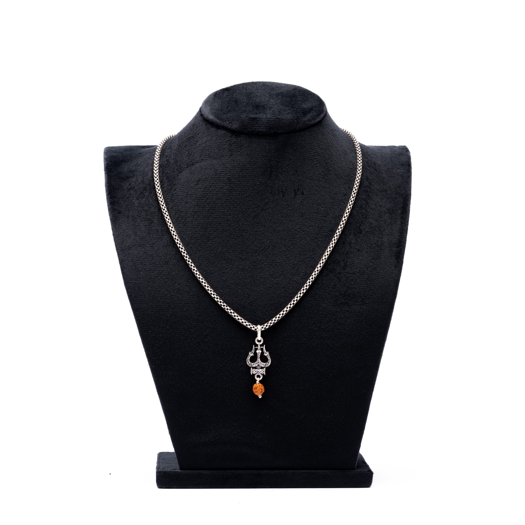 Prinjal Jewellers Rudraksha Silver with Trishul and Damru Chain with Pendant for Men - view 2