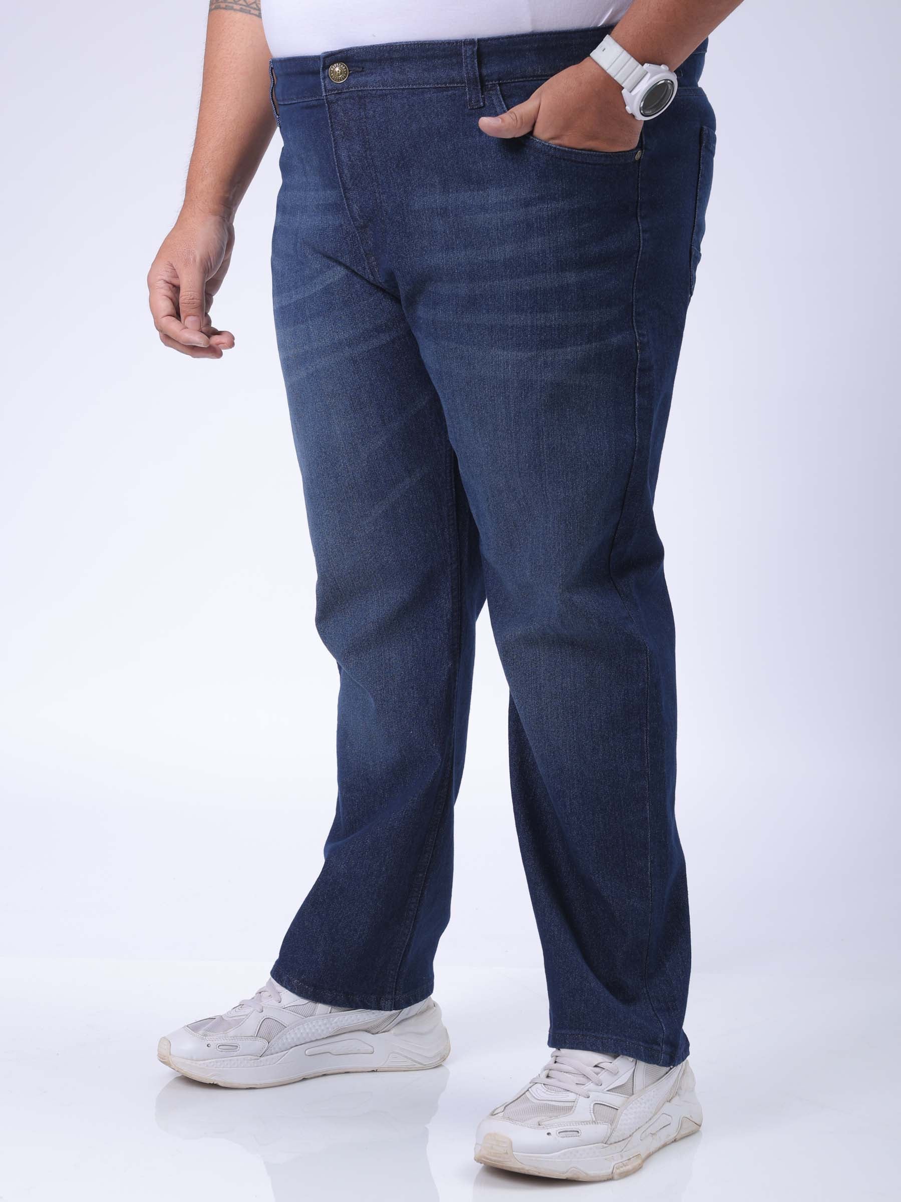 HARDSODA Men's Plus Size Blue Vintage Straight Fit Solid Jeans - view 2