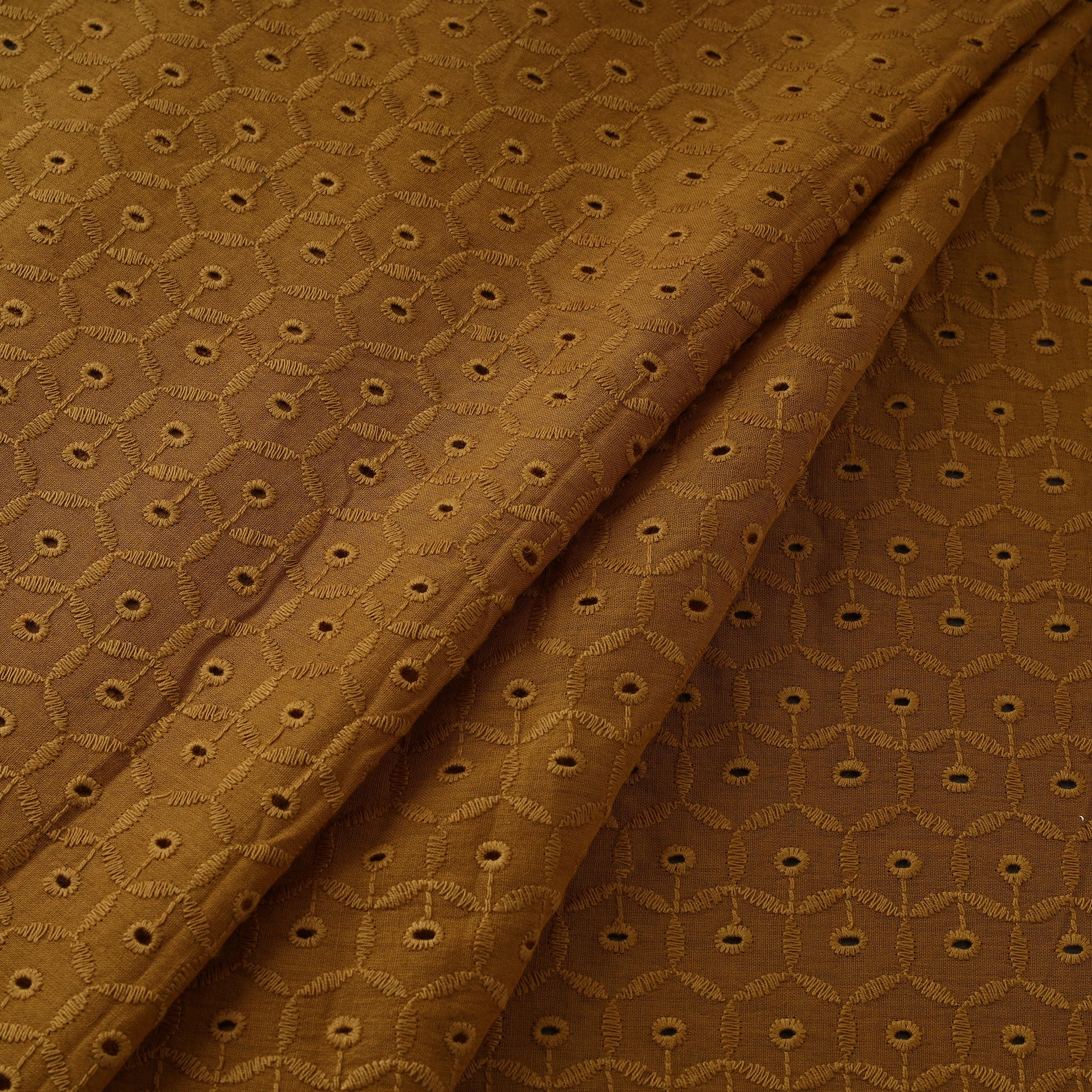 ITOKRI CRAFTS INITIATIVE Brown - Floral Embroidered Cotton Hakoba Fabric 04 - view 2